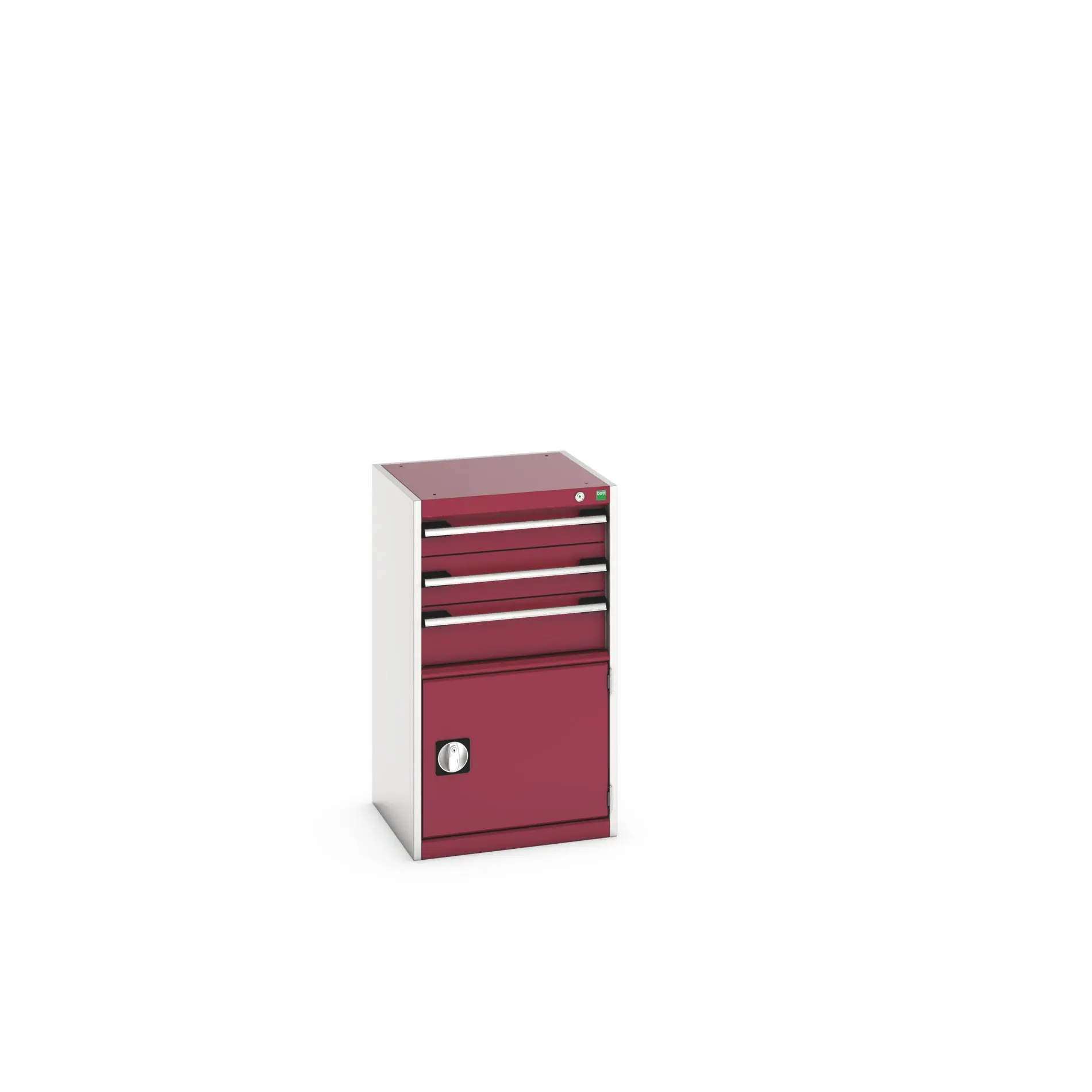 Produktfoto 1 von Bott 3 Stahl Schubladenbehälter Schrank Rot, Hellgrau, 900 mm x 525 mm x 525 mm