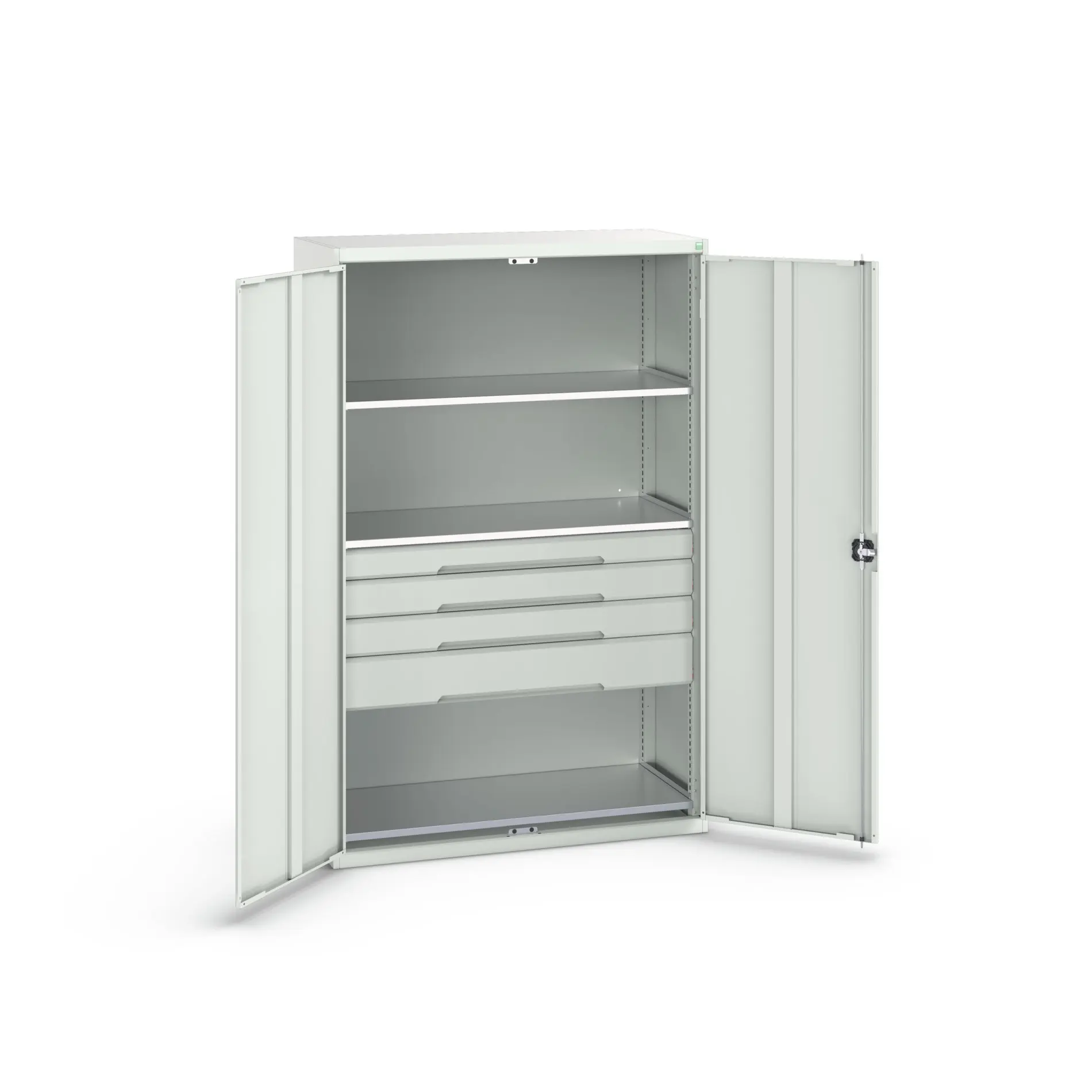 Produktfoto 1 von Bott Schrank Typ Bestückter Schrank 2 Tür/en 3 Regal/e 4 Schublade/n 2000 mm 1300mm Abschließbar 550 mm Stahlblech