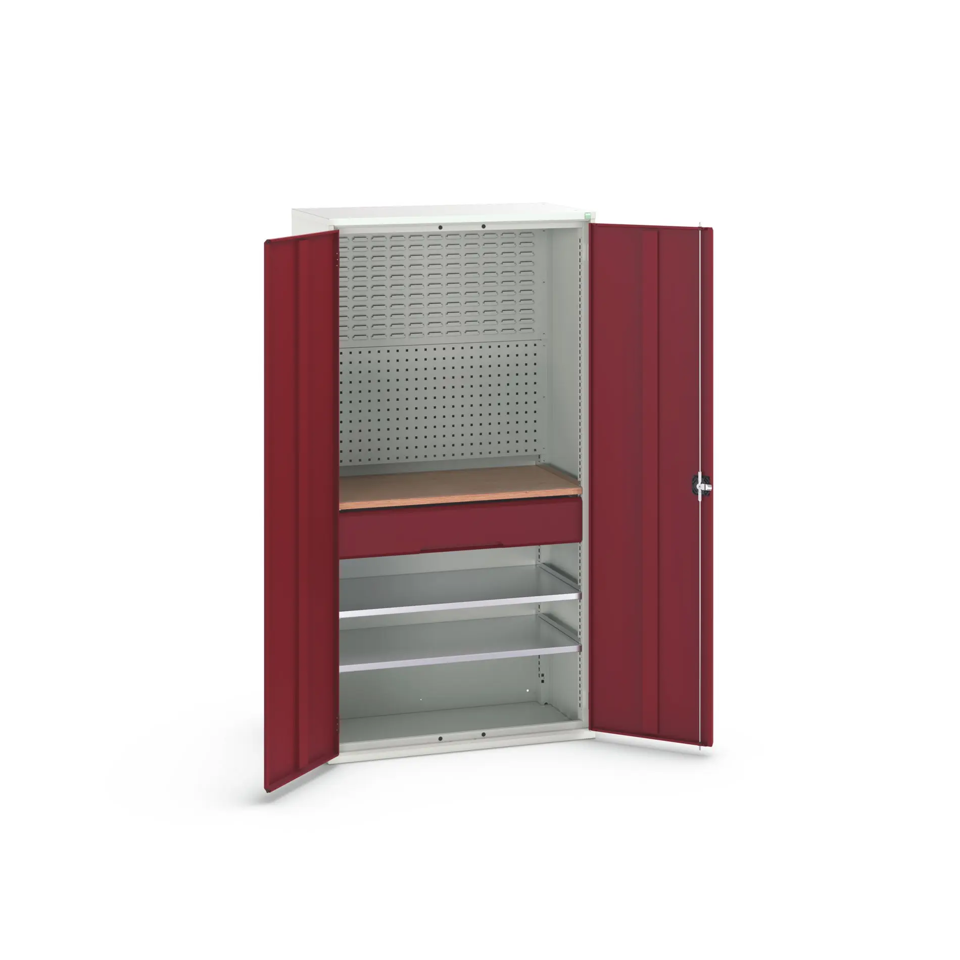 Produktfoto 1 von Bott Aufbewahrungsschrank Typ Bestückter Schrank 2 Tür/en 2 Regal/e 1 Schublade/n 2000 mm 1050 mm Ja 550 mm Stahlblech