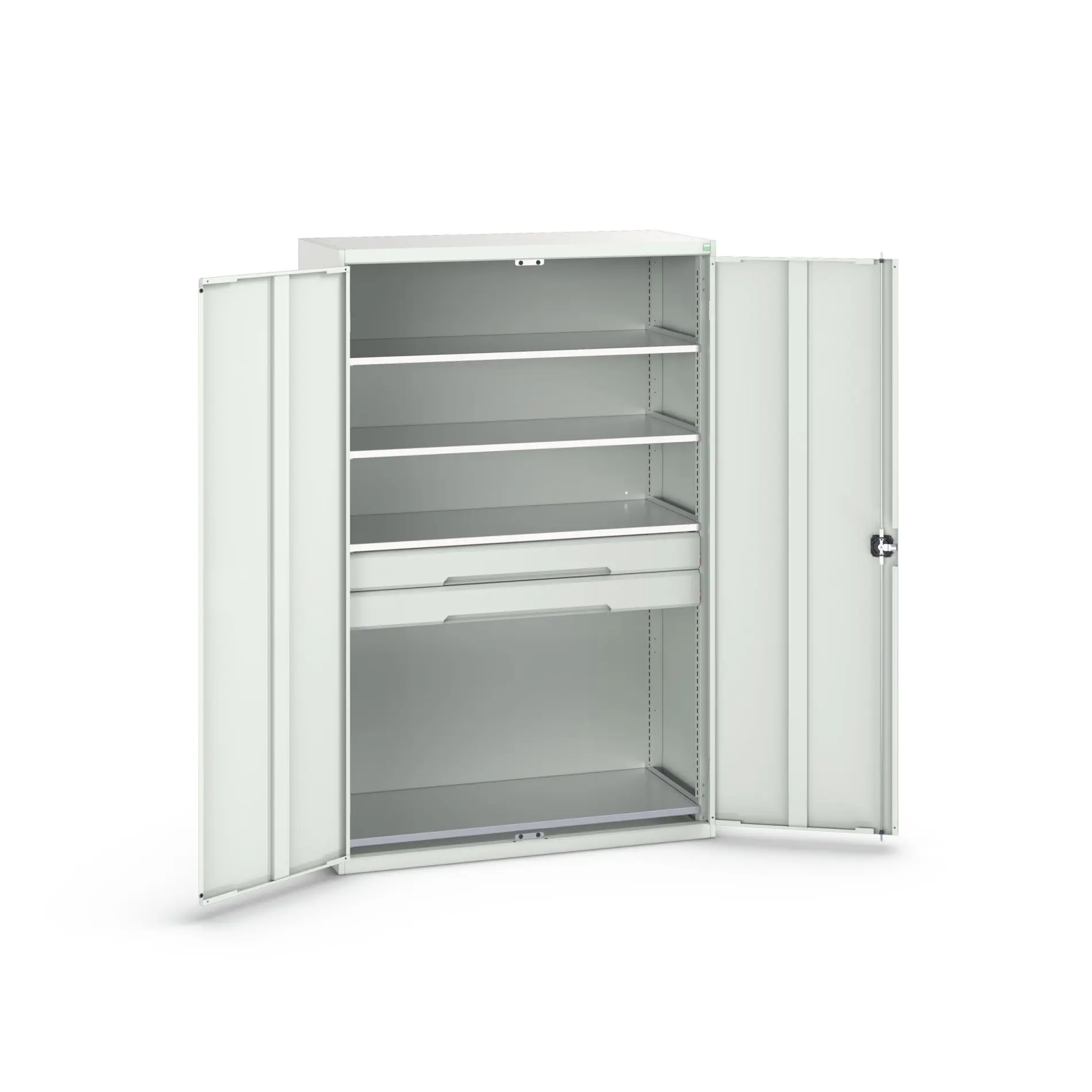 Produktfoto 1 von Bott Aufbewahrungsschrank Typ Bestückter Schrank 2 Tür/en 4 Regal/e 2 Schublade/n 2000 mm 1300 mm Ja 550 mm Stahlblech
