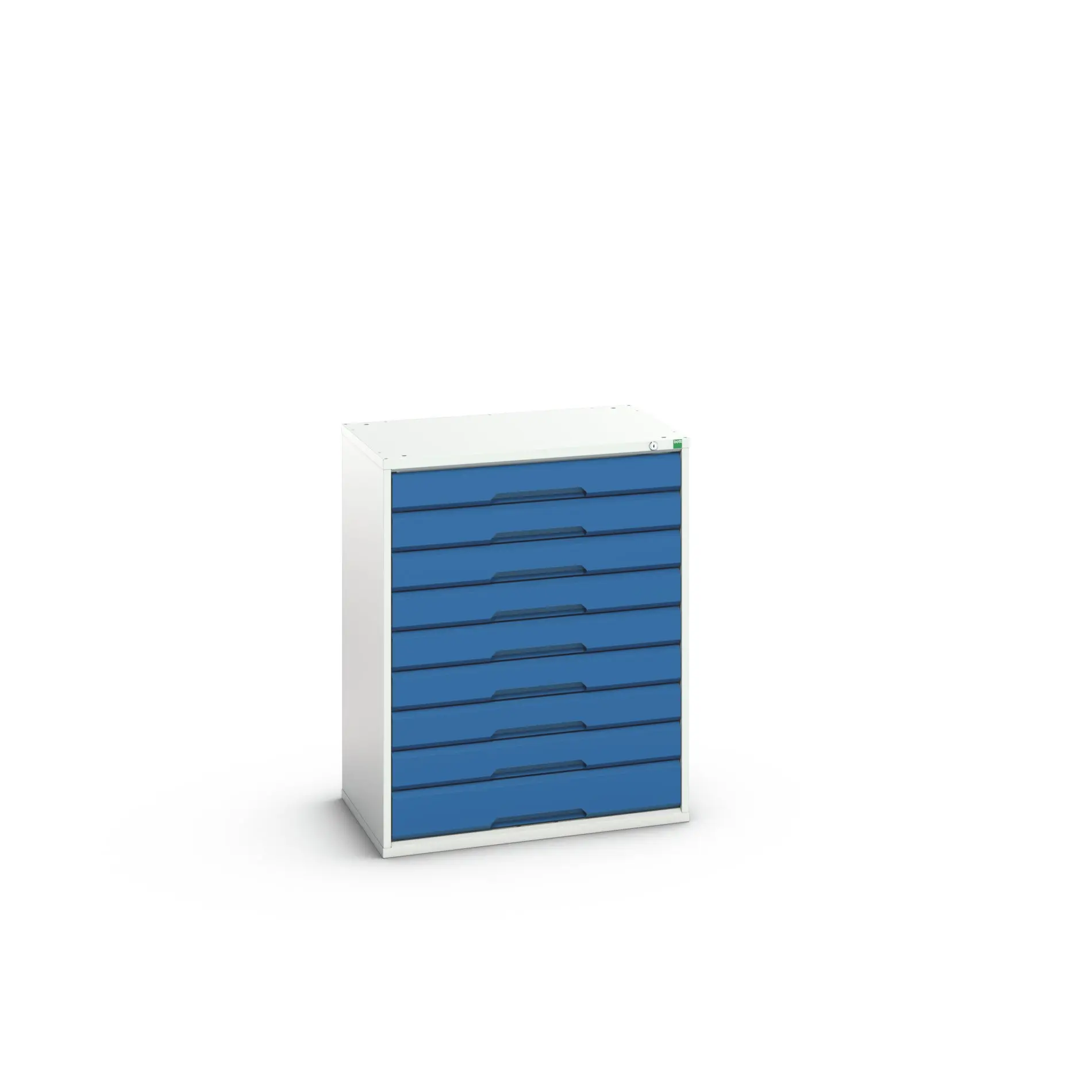 Produktfoto 1 von Bott 9 Stahl Schubladenbehälter Schrank Blau, Hellgrau, 1000 mm x 800 mm x 550 mm