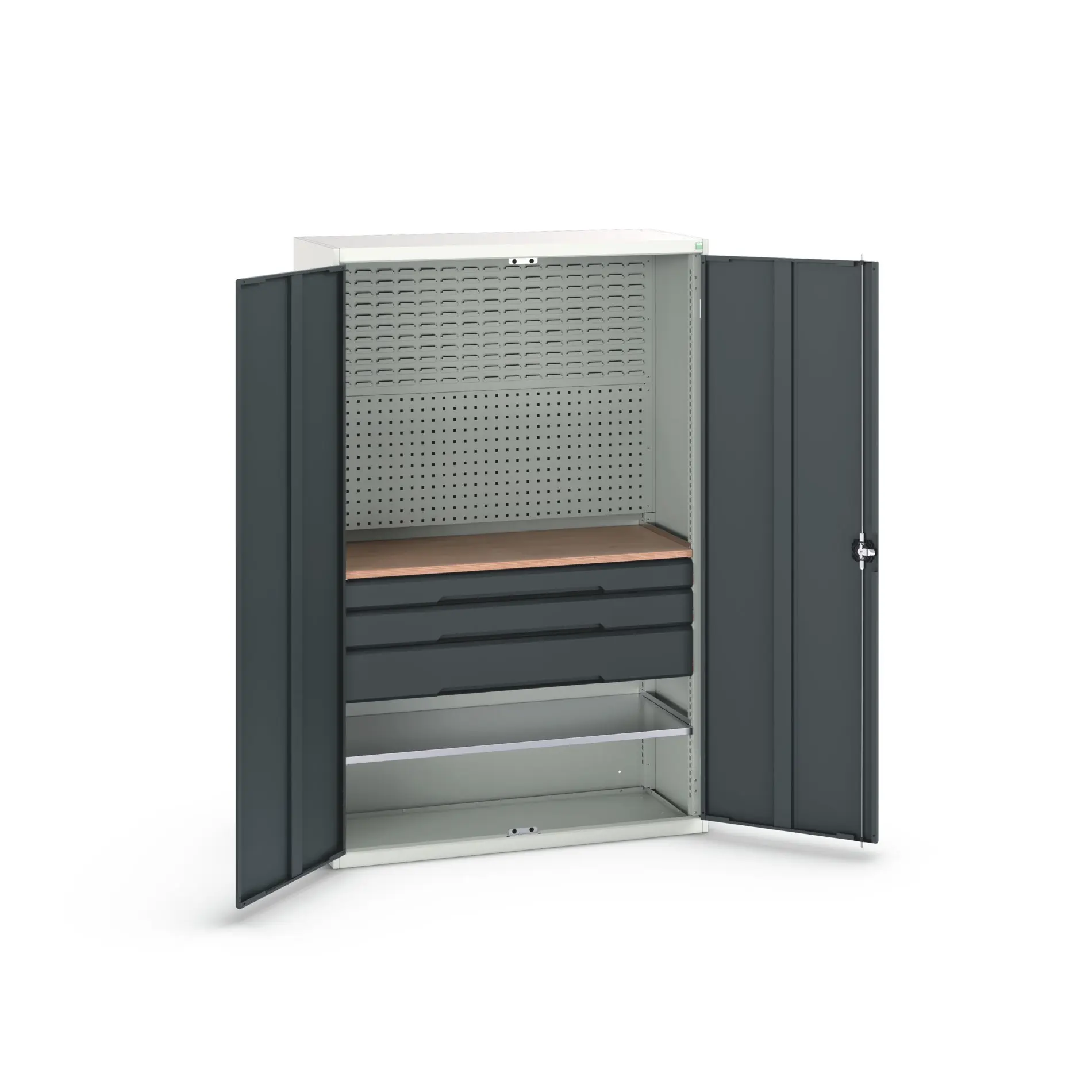 Produktfoto 1 von Bott Aufbewahrungsschrank Typ Bestückter Schrank 2 Tür/en 1 Regal/e 3 Schublade/n 2000 mm 1300 mm Ja 550 mm Stahlblech