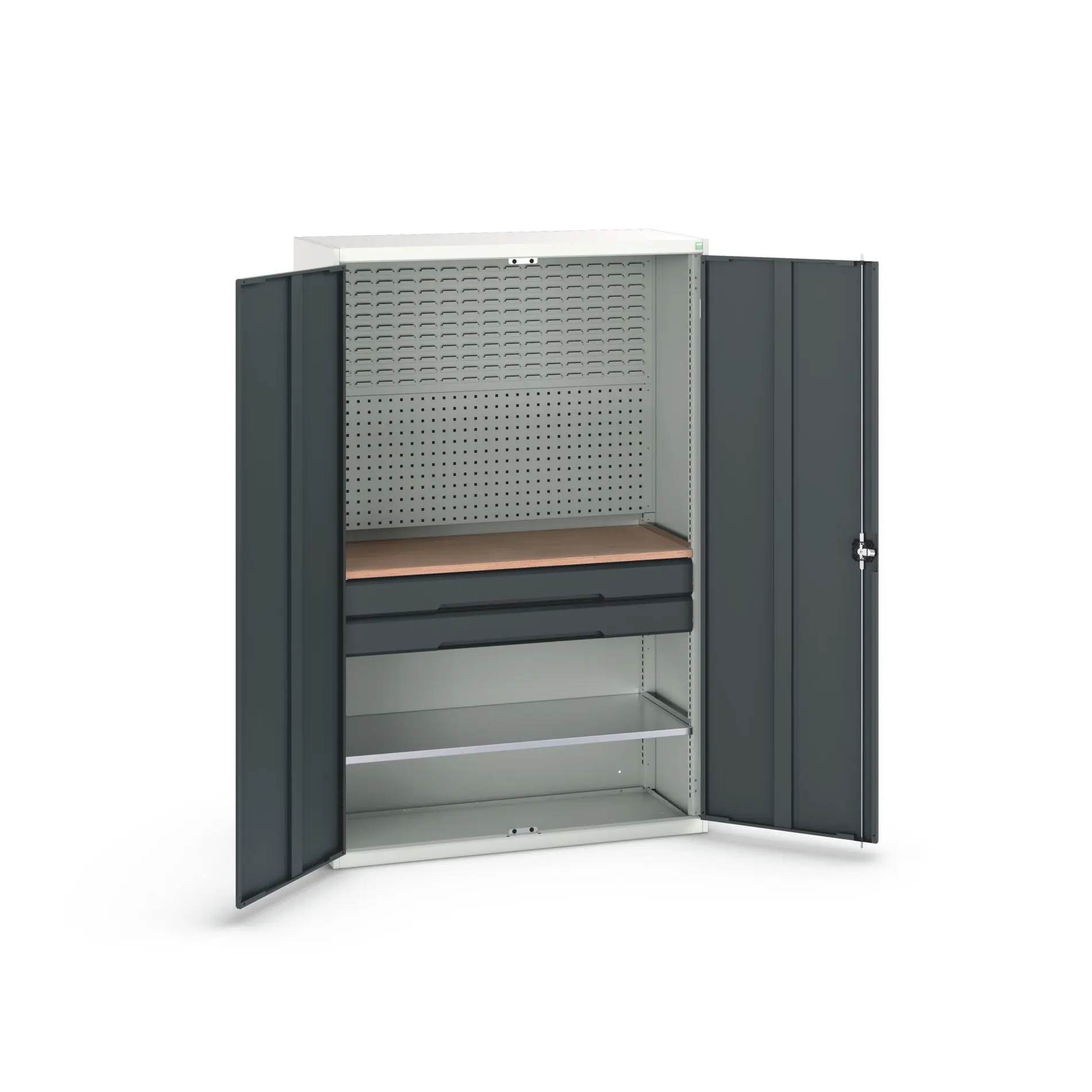 Produktfoto 1 von Bott Aufbewahrungsschrank Typ Bestückter Schrank 2 Tür/en 1 Regal/e 2 Schublade/n 2000 mm 1300 mm Ja 550 mm Stahlblech