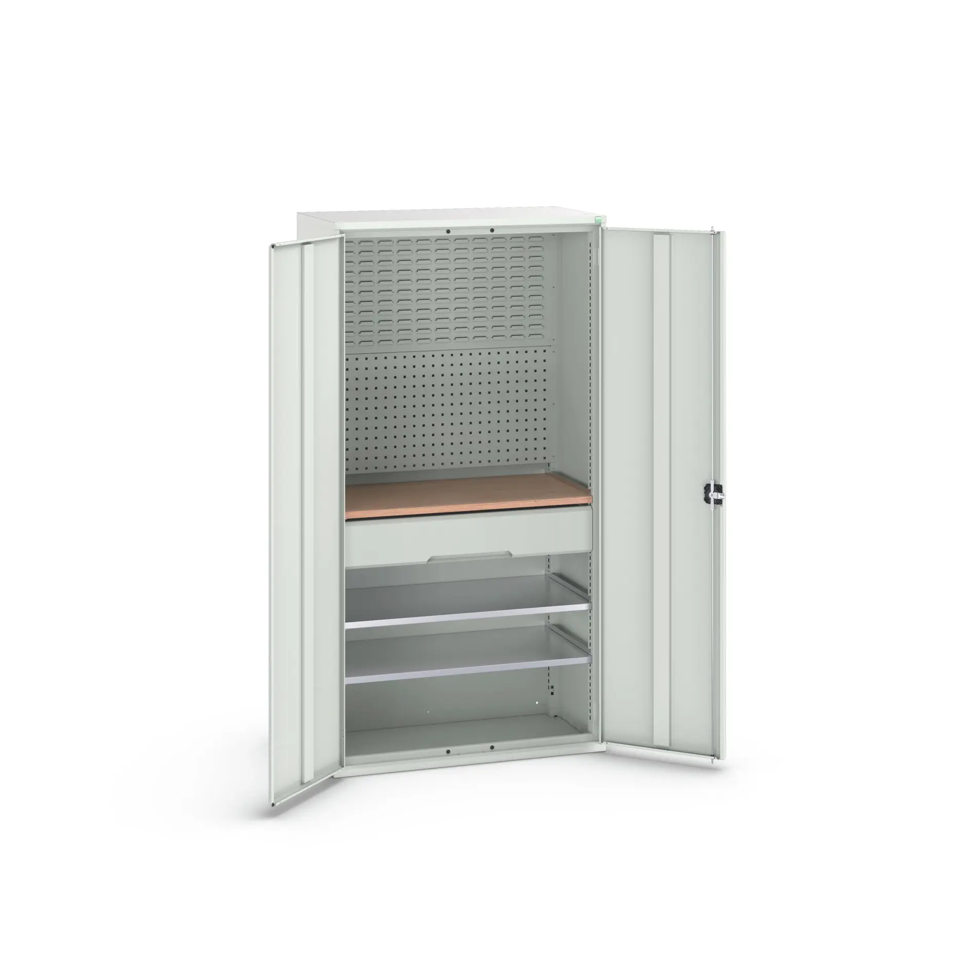 Produktfoto 1 von Bott Aufbewahrungsschrank Typ Bestückter Schrank 2 Tür/en 2 Regal/e 1 Schublade/n 2000 mm 1050 mm Ja 550 mm Stahlblech