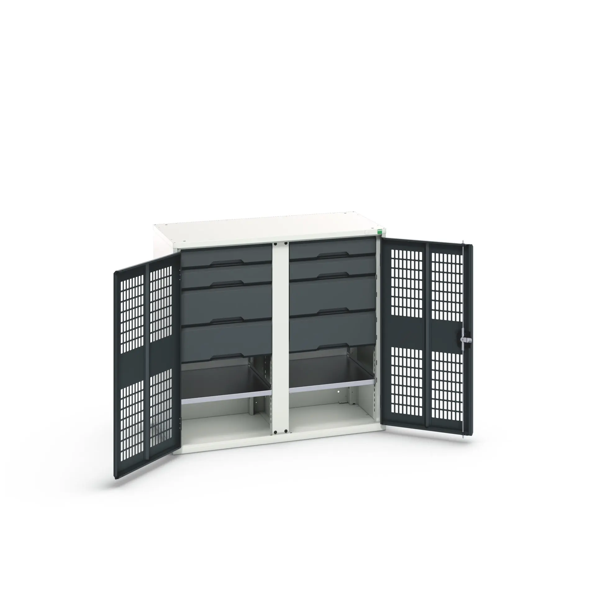 Produktfoto 1 von Bott Schrank Typ Bestückter Schrank 2 Tür/en 2 Regal/e 8 Schublade/n 1000 mm 1050mm Abschließbar 550 mm Stahlblech