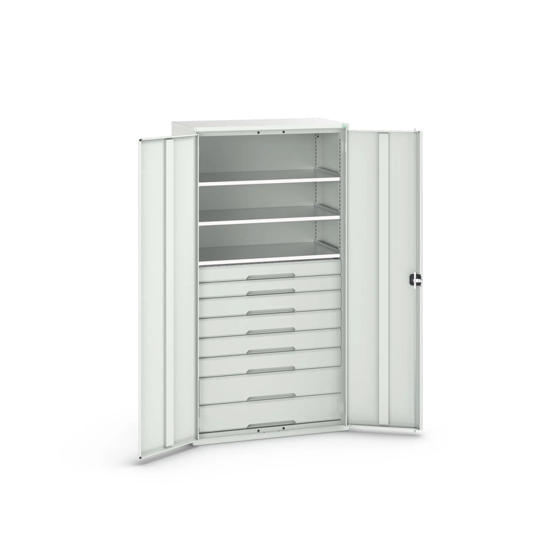 Produktfoto 1 von Bott Aufbewahrungsschrank Typ Bestückter Schrank 2 Tür/en 3 Regal/e 8 Schublade/n 2000 mm 1050 mm Ja 550 mm Stahlblech