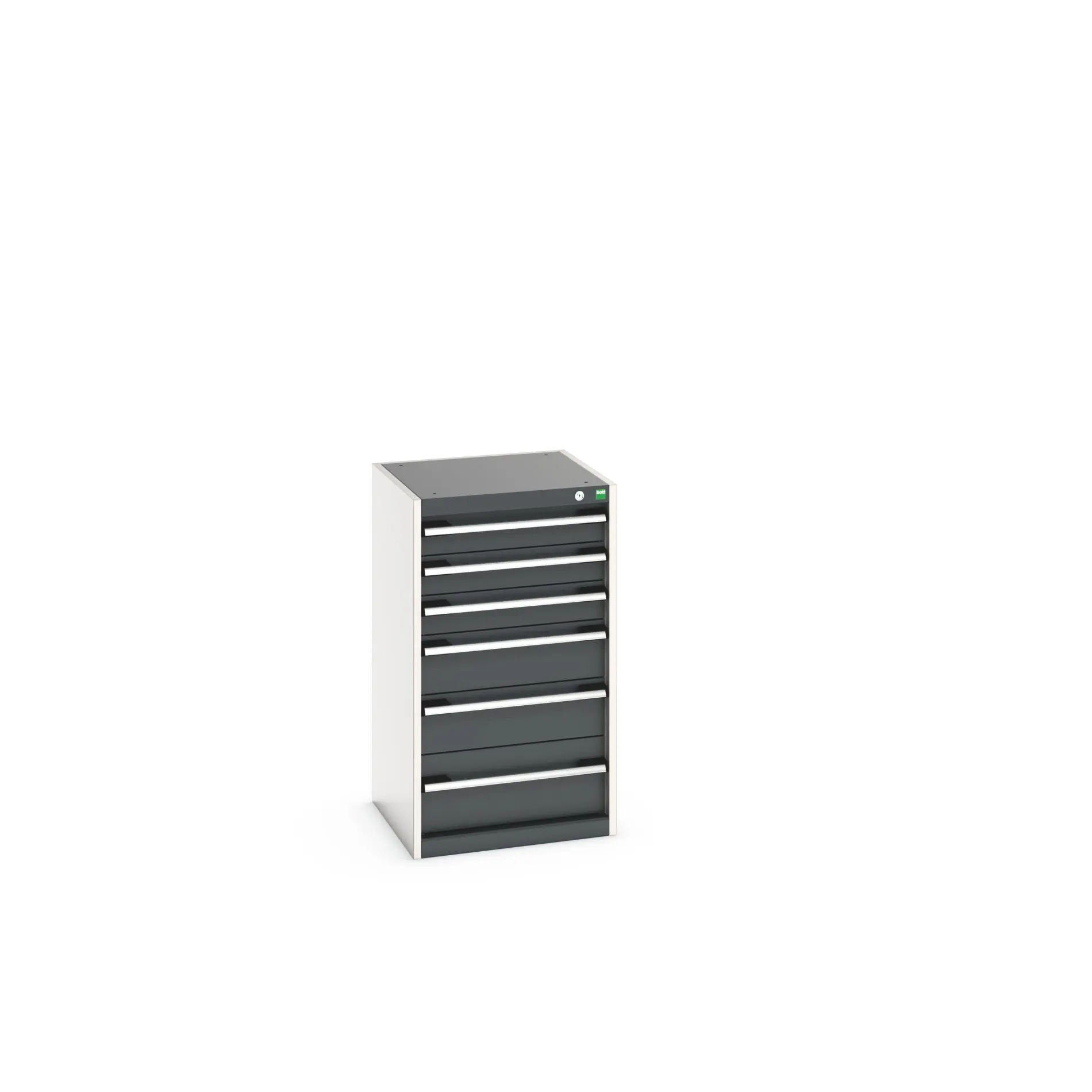 Produktfoto 1 von Bott 6 Stahl Schubladenbehälter Schrank Hellgrau, Anthrazit, 900 mm x 525 mm x 525 mm