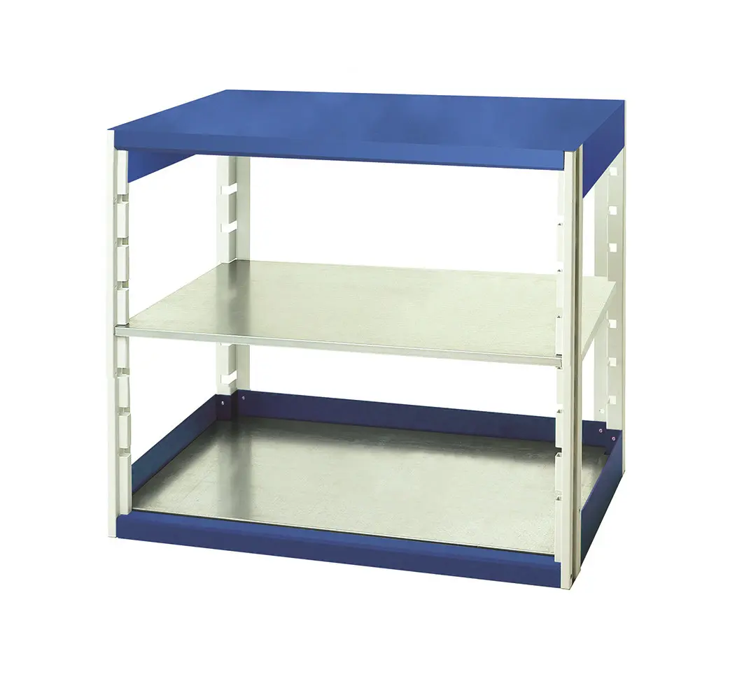 Produktfoto 1 von Bott Regalsystem, 2 Regale, Stahlblech, Blau, 1000 mm x 1050 mm, 650 mm, 75 kg Last