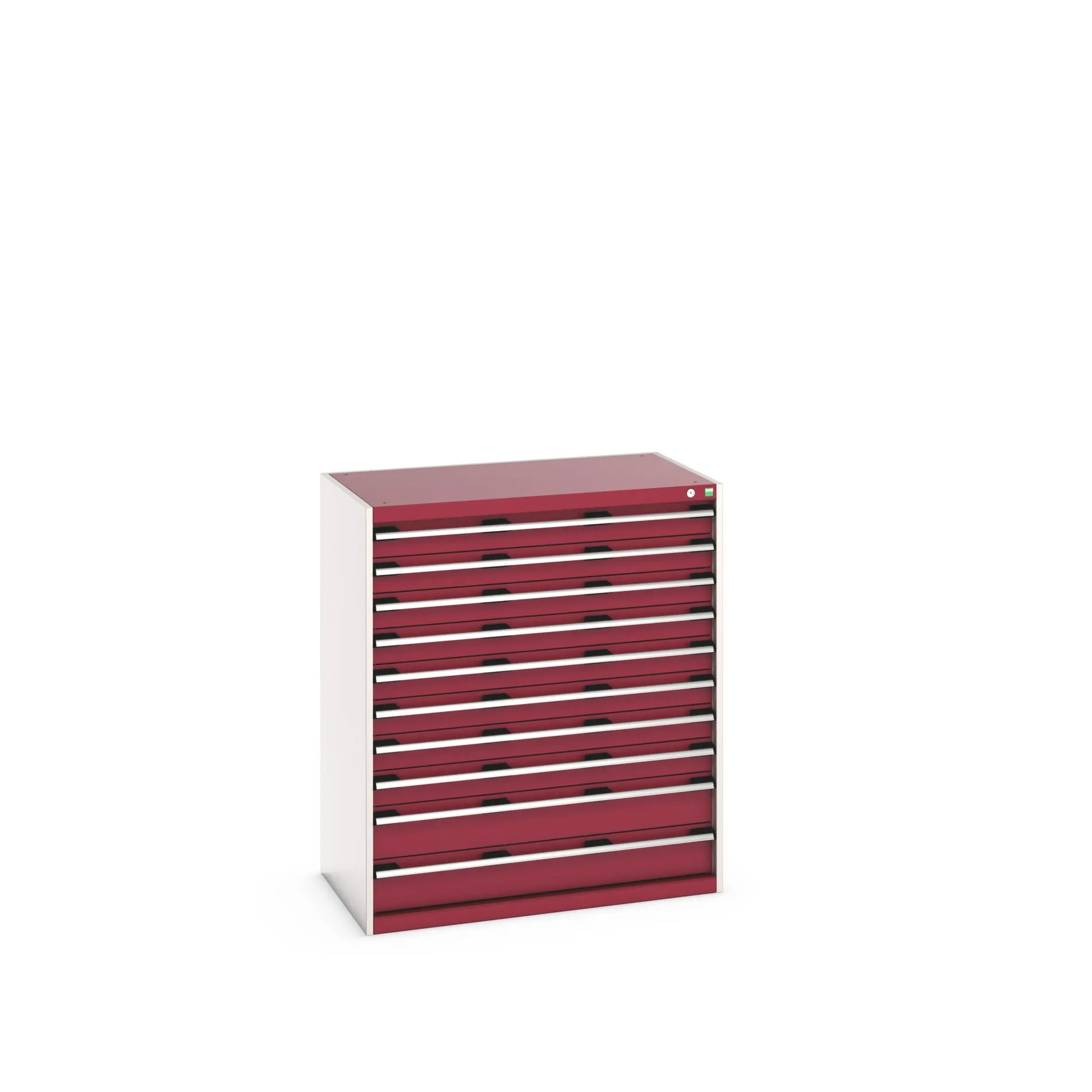 Produktfoto 1 von Bott 10 Stahl Schubladenbehälter Schrank Rot, 1200 mm x 650 mm x 1050 mm