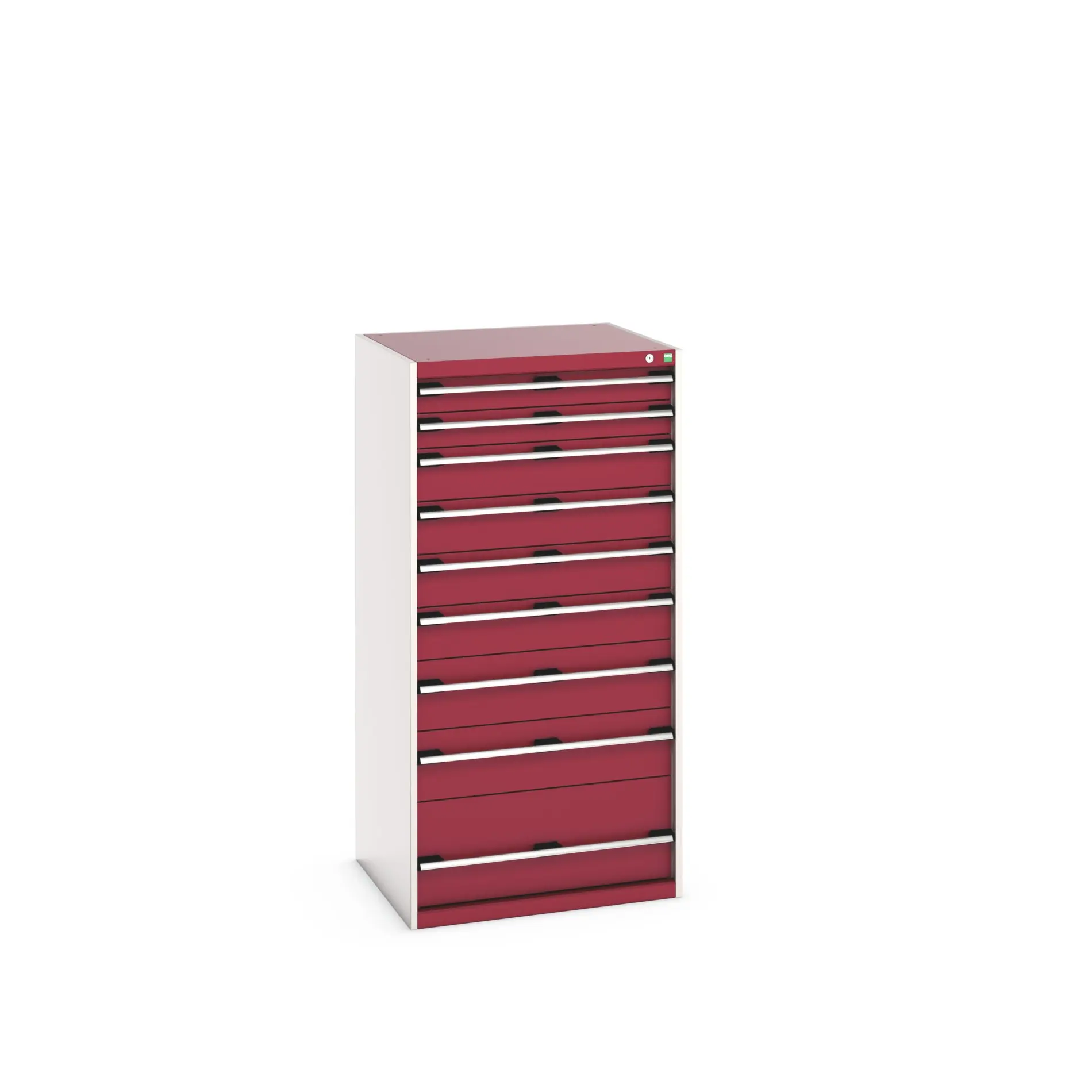 Produktfoto 1 von Bott 9 Stahl Schubladenbehälter Schrank Rot, 1600 mm x 750 mm x 800 mm