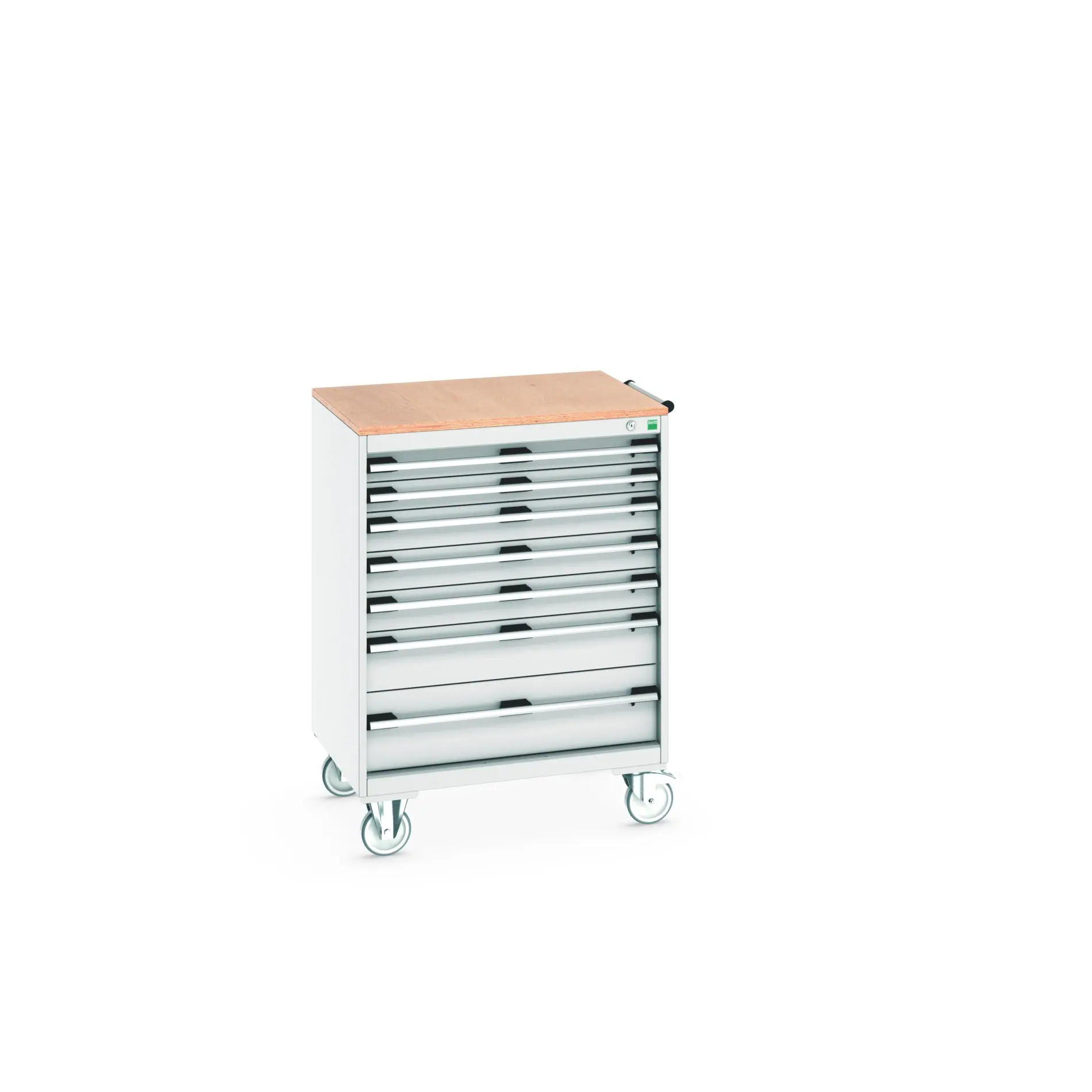 Produktfoto 1 von Bott Aufbewahrungsschrank Typ Beweglicher Schrank Freistehend 7 Schublade/n 1090 mm 80 mm 650 mm mit Rädern Stahlblech