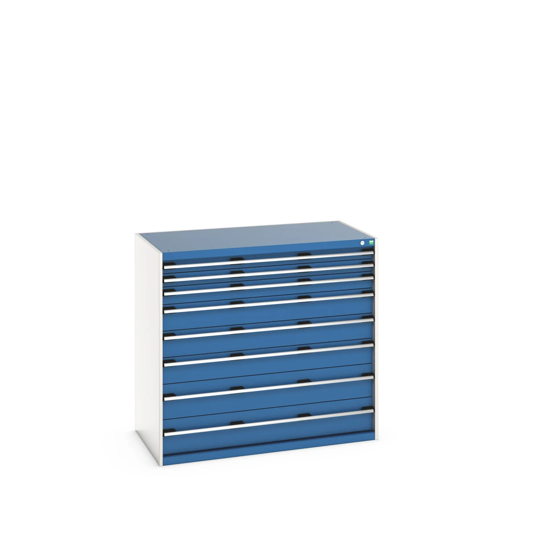 Bott 8 Stahl Schubladenbehälter Schrank Blau, 1200 mm x 750 mm x 1300 mm
