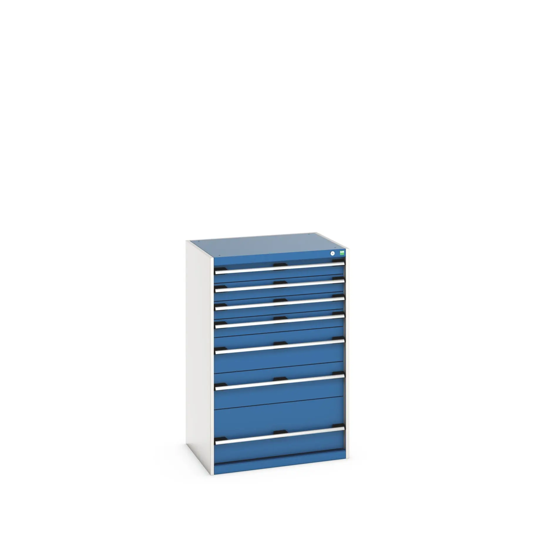 Produktfoto 1 von Bott 7 Stahl Schubladenbehälter Schrank Blau, 1200 mm x 650 mm x 800 mm