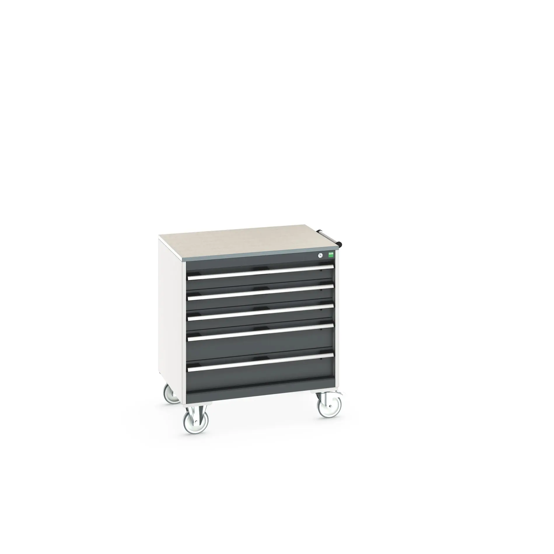 Produktfoto 1 von Bott Aufbewahrungsschrank Typ Beweglicher Schrank Freistehend 5 Schublade/n 890 mm 80 mm 650 mm mit Rädern Stahlblech