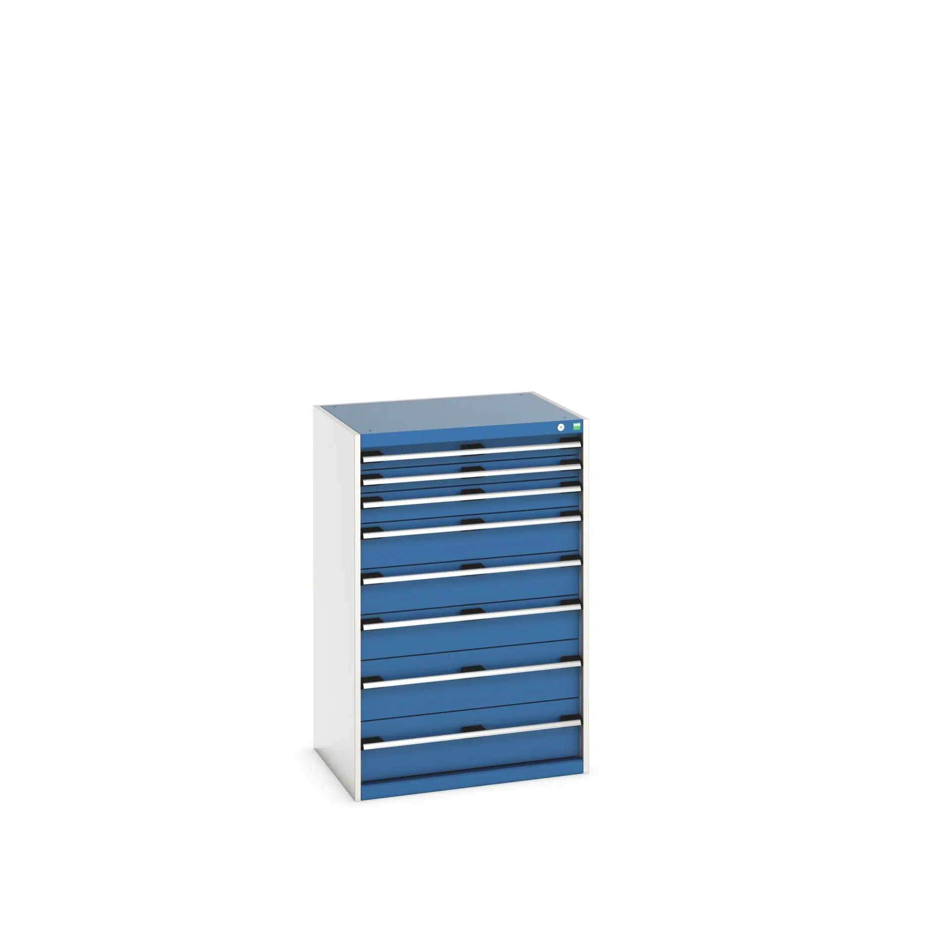 Produktfoto 1 von Bott 8 Stahl Schubladenbehälter Schrank Blau, 1200 mm x 650 mm x 800 mm