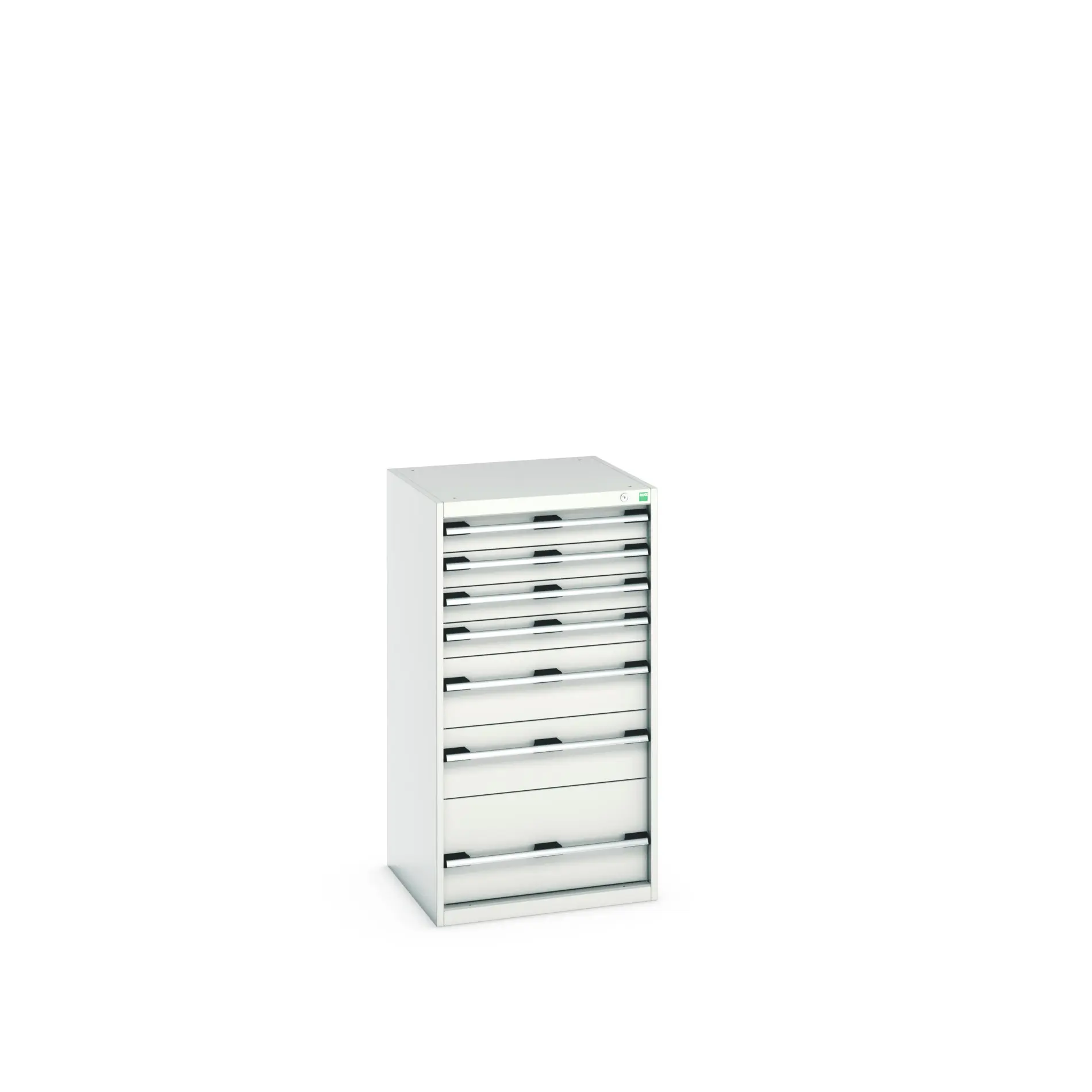 Produktfoto 1 von Bott 7 Stahl Schubladenbehälter Schrank Hellgrau, 1200 mm x 650 mm x 650 mm