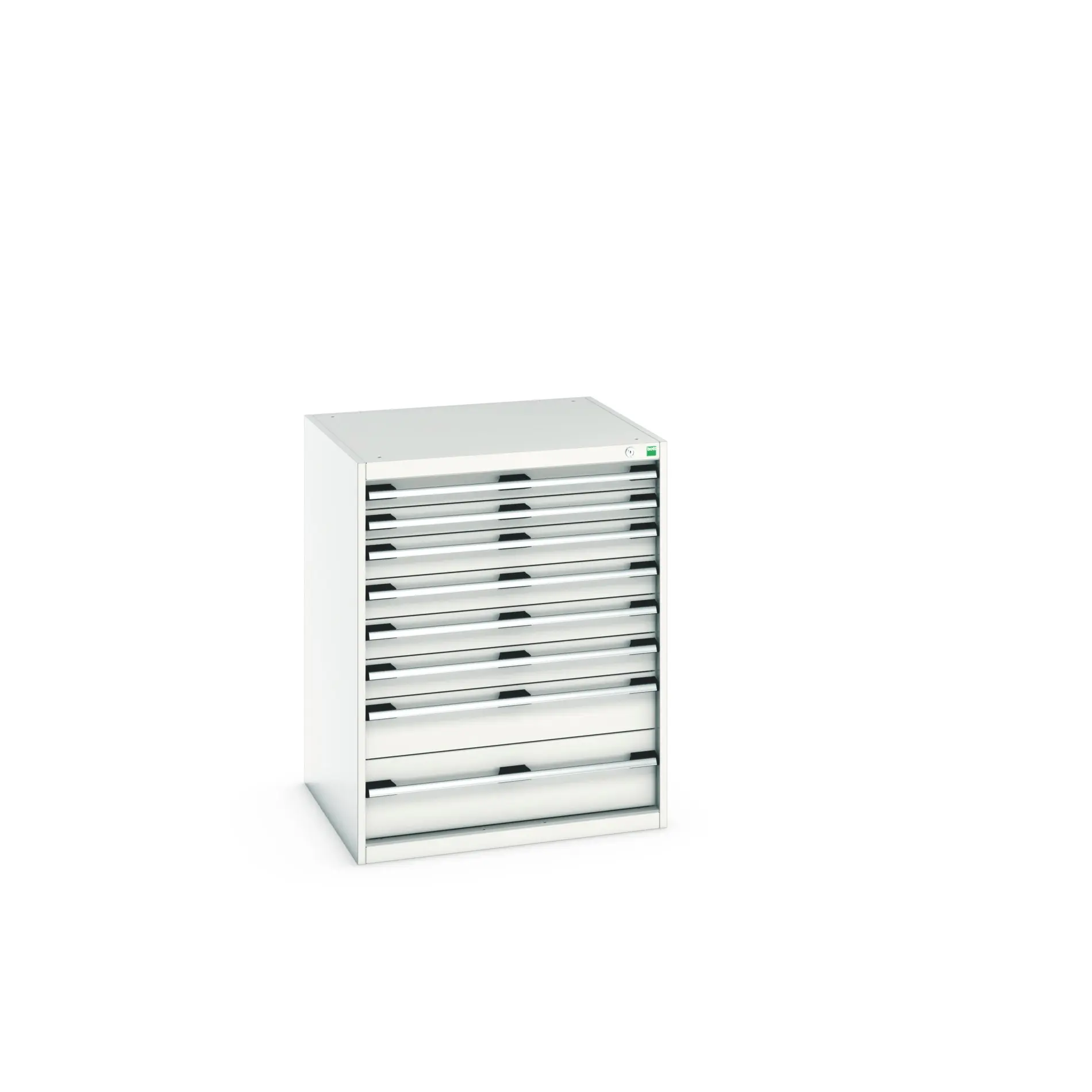 Produktfoto 1 von Bott 8 Stahl Schubladenbehälter Schrank Hellgrau, 1000 mm x 750 mm x 800 mm