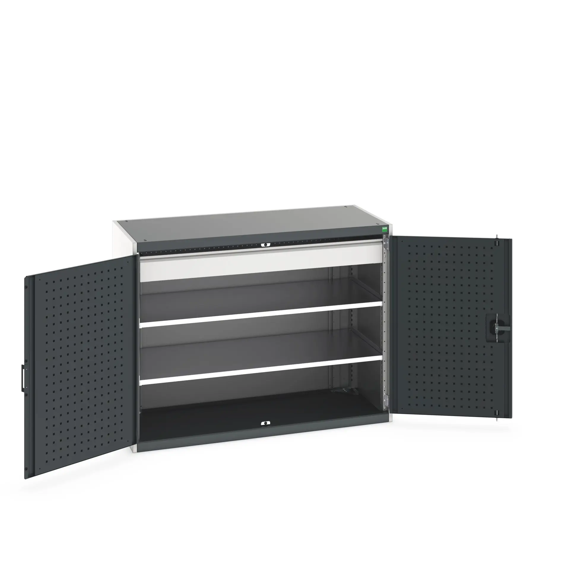 Produktfoto 1 von Bott Aufbewahrungsschrank Typ Bestückter Schrank Freistehend 2 Tür/en 2 Regal/e 1 Schublade/n 1000 mm 1300 mm Ja 650 mm
