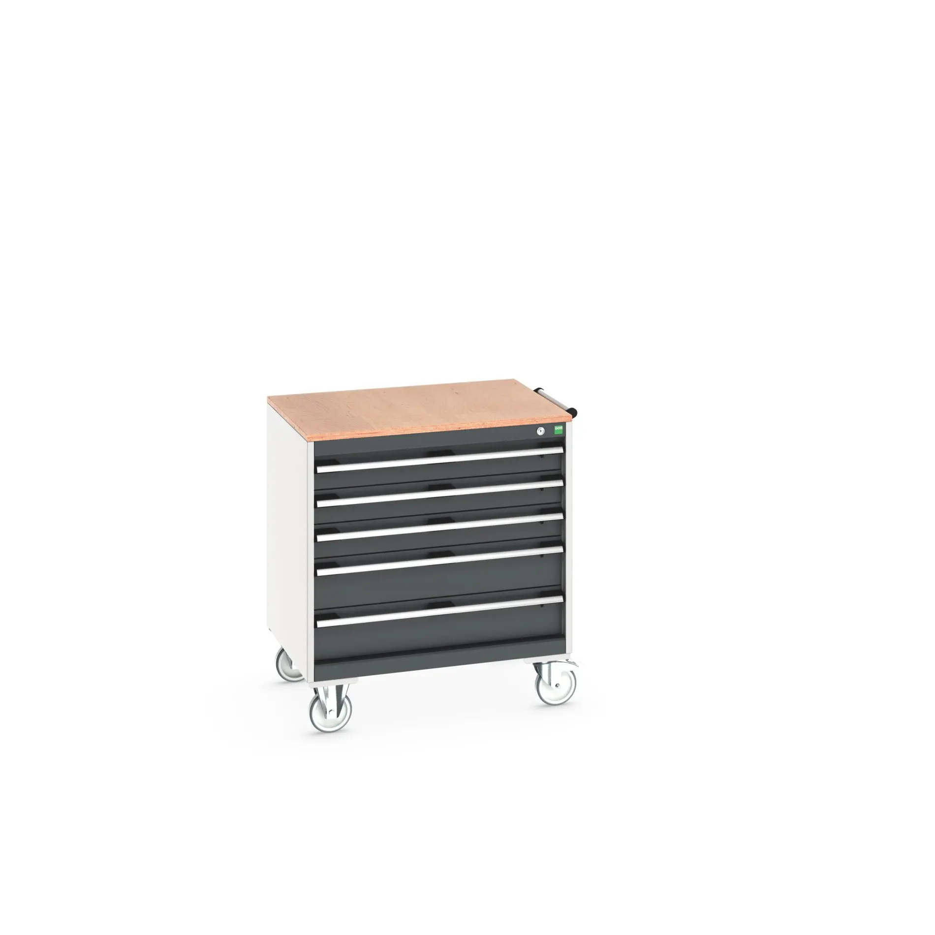 Produktfoto 1 von Bott Aufbewahrungsschrank Typ Beweglicher Schrank Freistehend 5 Schublade/n 890 mm 80 mm 650 mm mit Rädern Stahlblech