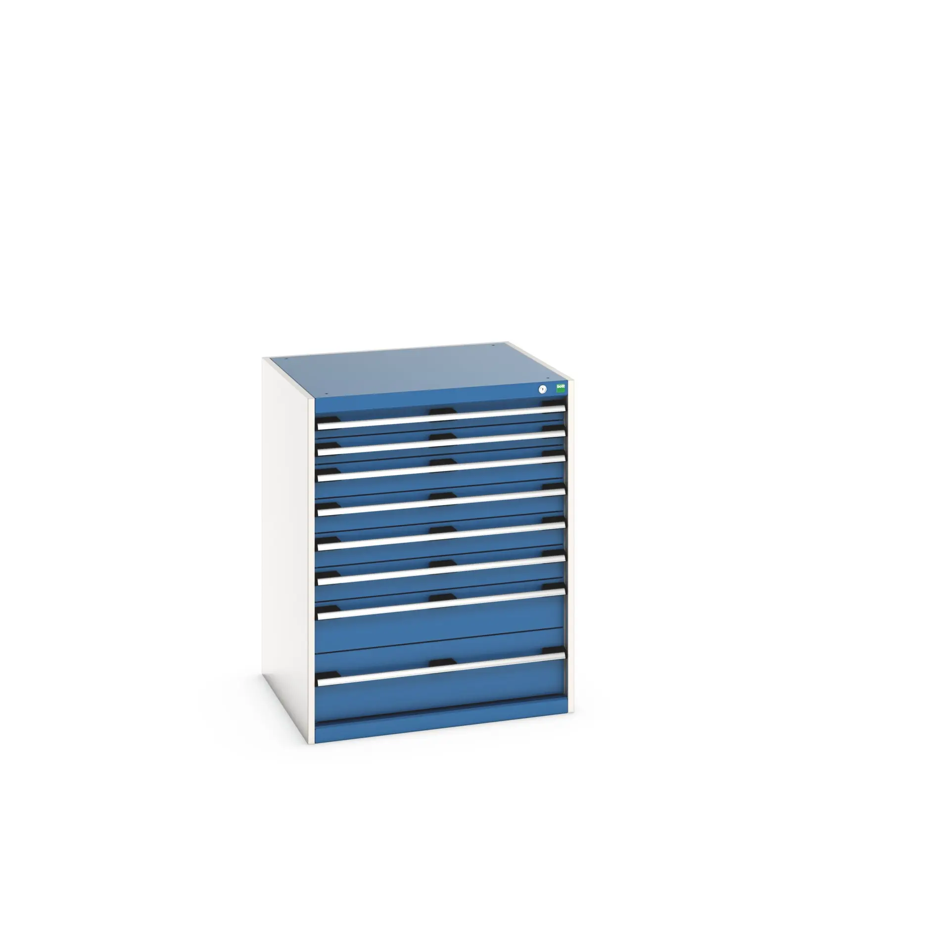 Produktfoto 1 von Bott 8 Stahl Schubladenbehälter Schrank Blau, 1000 mm x 750 mm x 800 mm