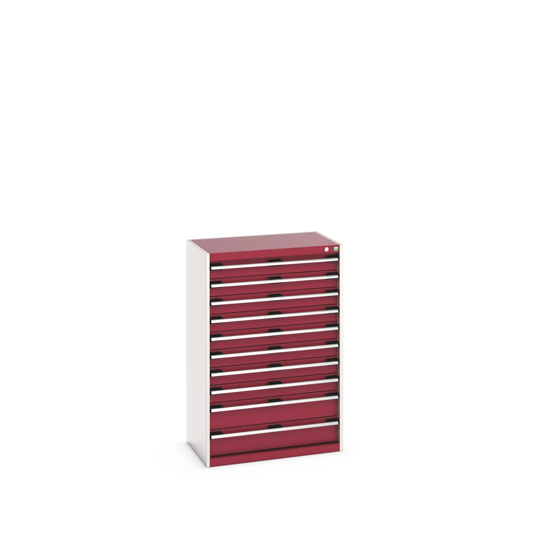 Produktfoto 1 von Bott 10 Stahl Schubladenbehälter Schrank Rot, 1200 mm x 525 mm x 800 mm