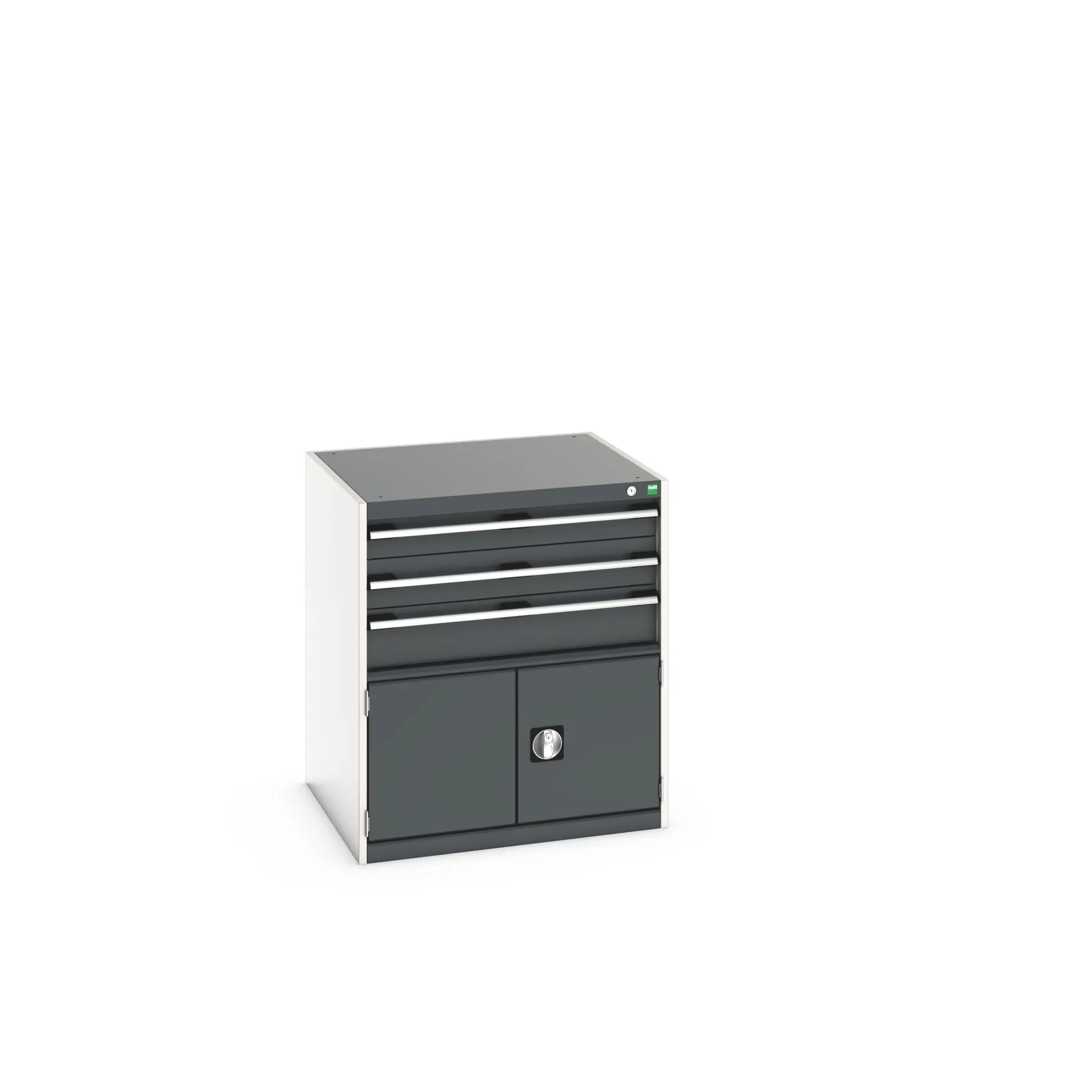 Produktfoto 1 von Bott Aufbewahrungsschrank Typ Schrank Freistehend 2 Tür/en 3 Schublade/n 900 mm 80 mm 750 mm Stahlblech