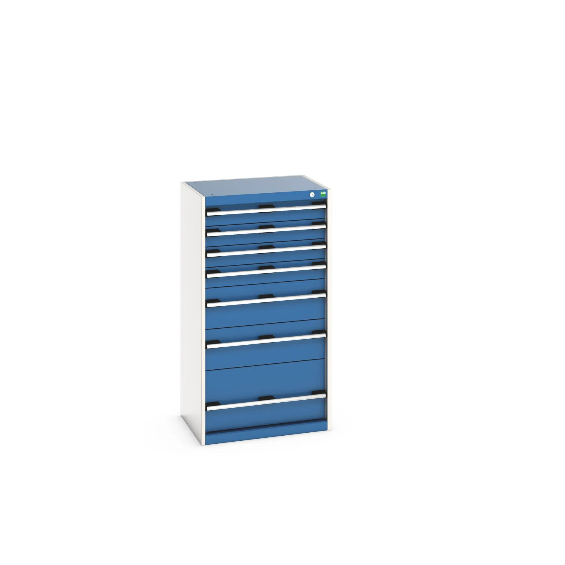 Bott 7 Stahl Schubladenbehälter Schrank Blau, 1200 mm x 525 mm x 650 mm