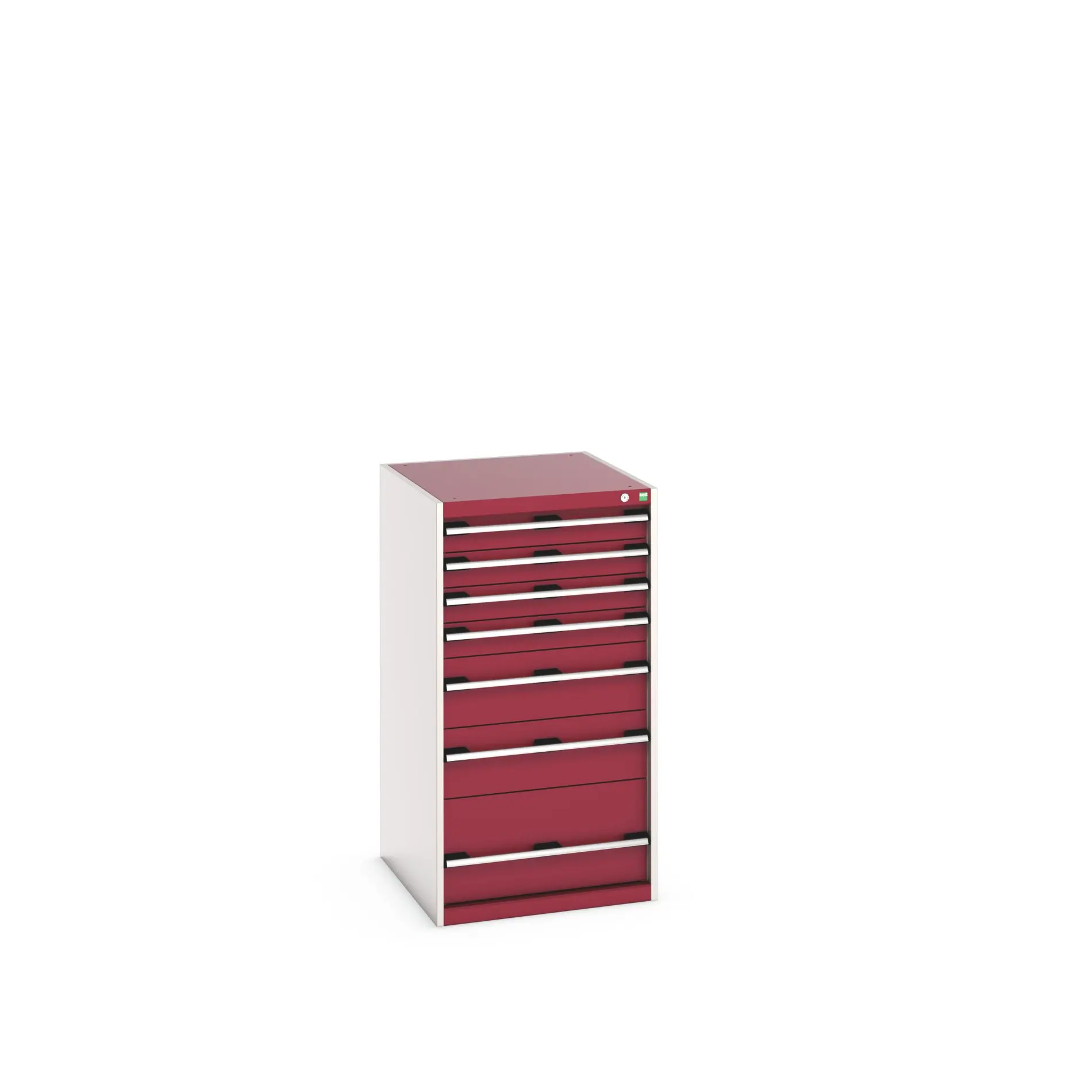 Produktfoto 1 von Bott 7 Stahl Schubladenbehälter Schrank Rot, 1200 mm x 750 mm x 650 mm