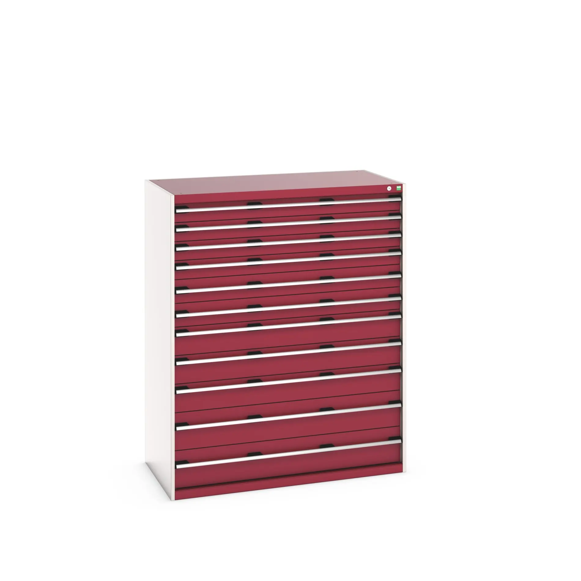 Produktfoto 1 von Bott 11 Stahl Schubladenbehälter Schrank Rot, 1600 mm x 750 mm x 1300 mm