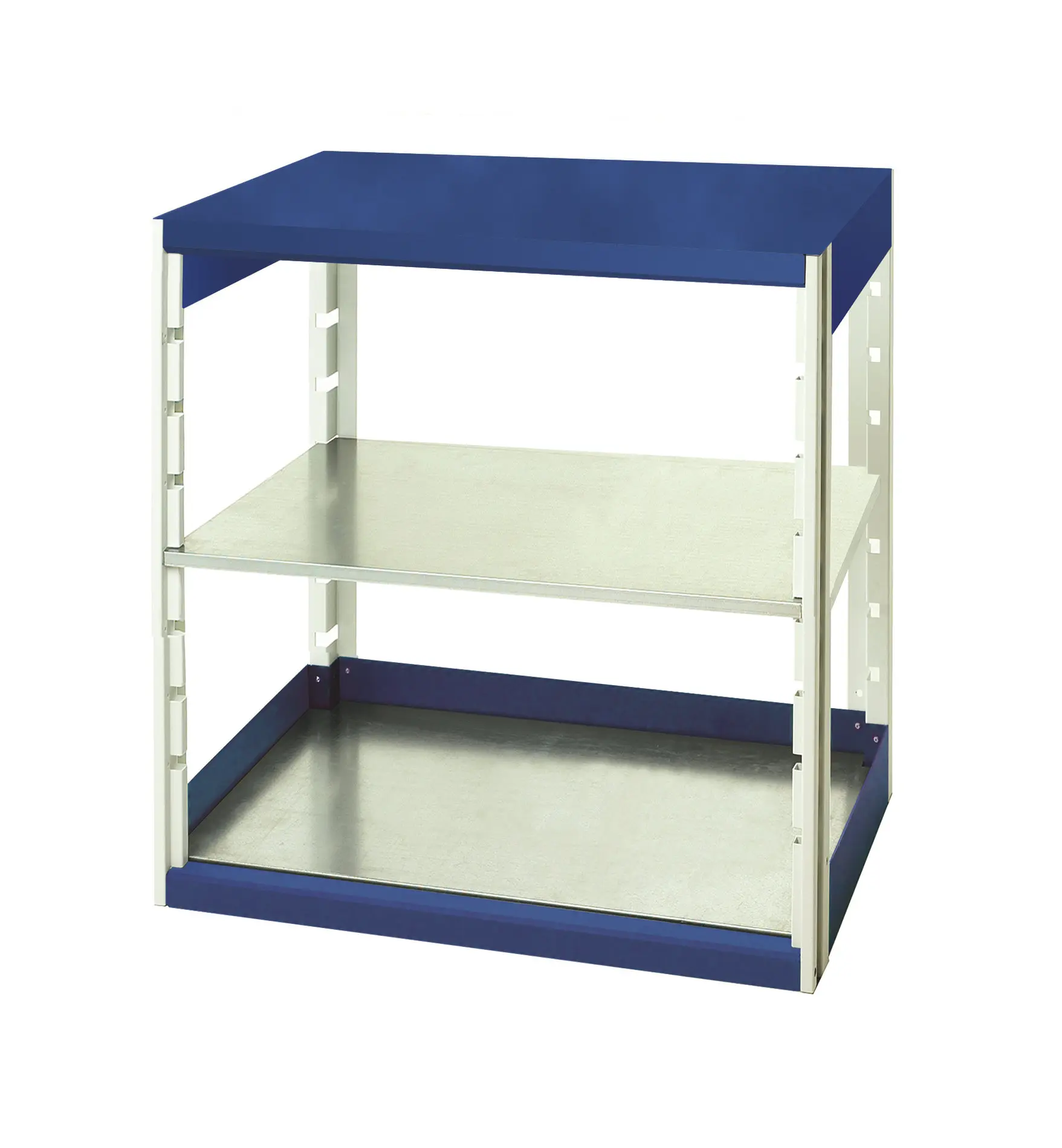 Produktfoto 1 von Bott Regalsystem, 2 Regale, Stahlblech, Blau, 1000 mm x 800 mm, 525 mm, 75 kg Last