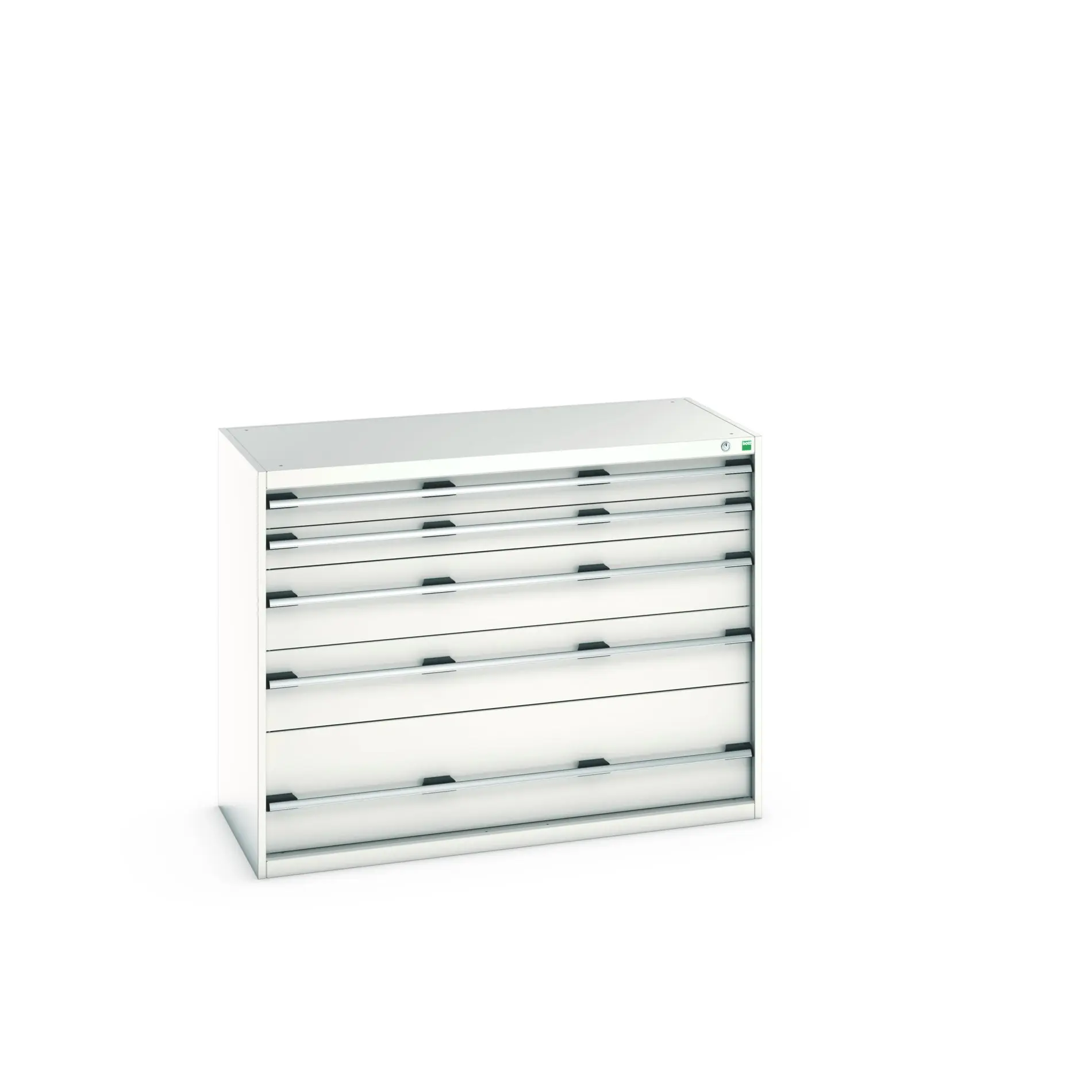 Produktfoto 1 von Bott 5 Stahl Schubladenbehälter Schrank Hellgrau, 1000 mm x 650 mm x 1300 mm