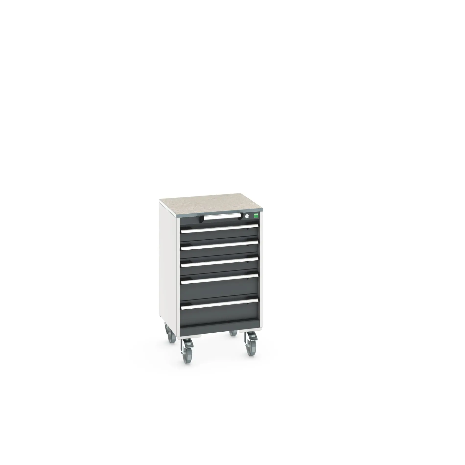 Produktfoto 1 von Bott Aufbewahrungsschrank Typ Schrank Freistehend 1 Regal/e 5 Schublade/n 890 mm 525 mm 525 mm mit Rädern Stahl