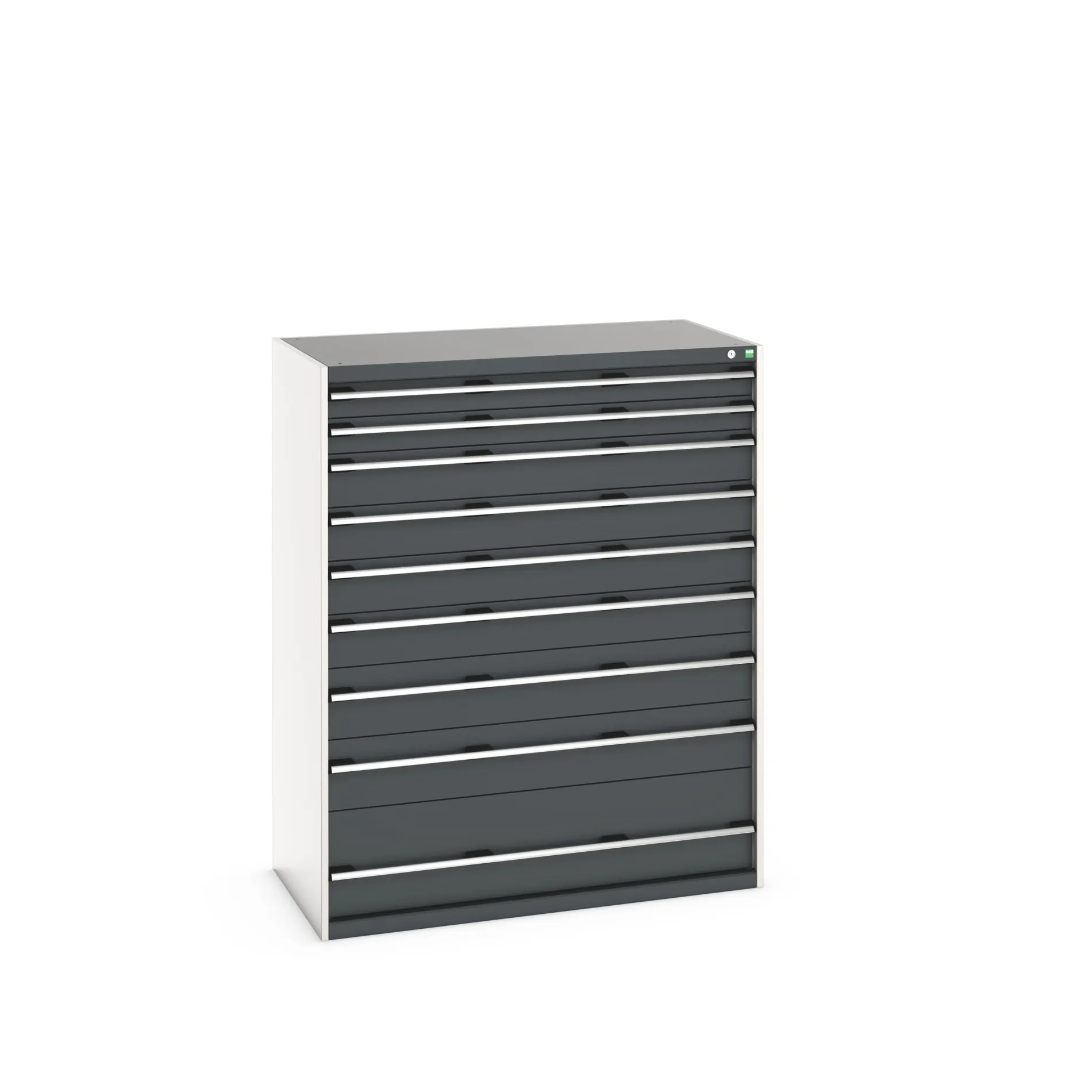 Produktfoto 1 von Bott 9 Stahl Schubladenbehälter Schrank Grau, 1600 mm x 750 mm x 1300 mm