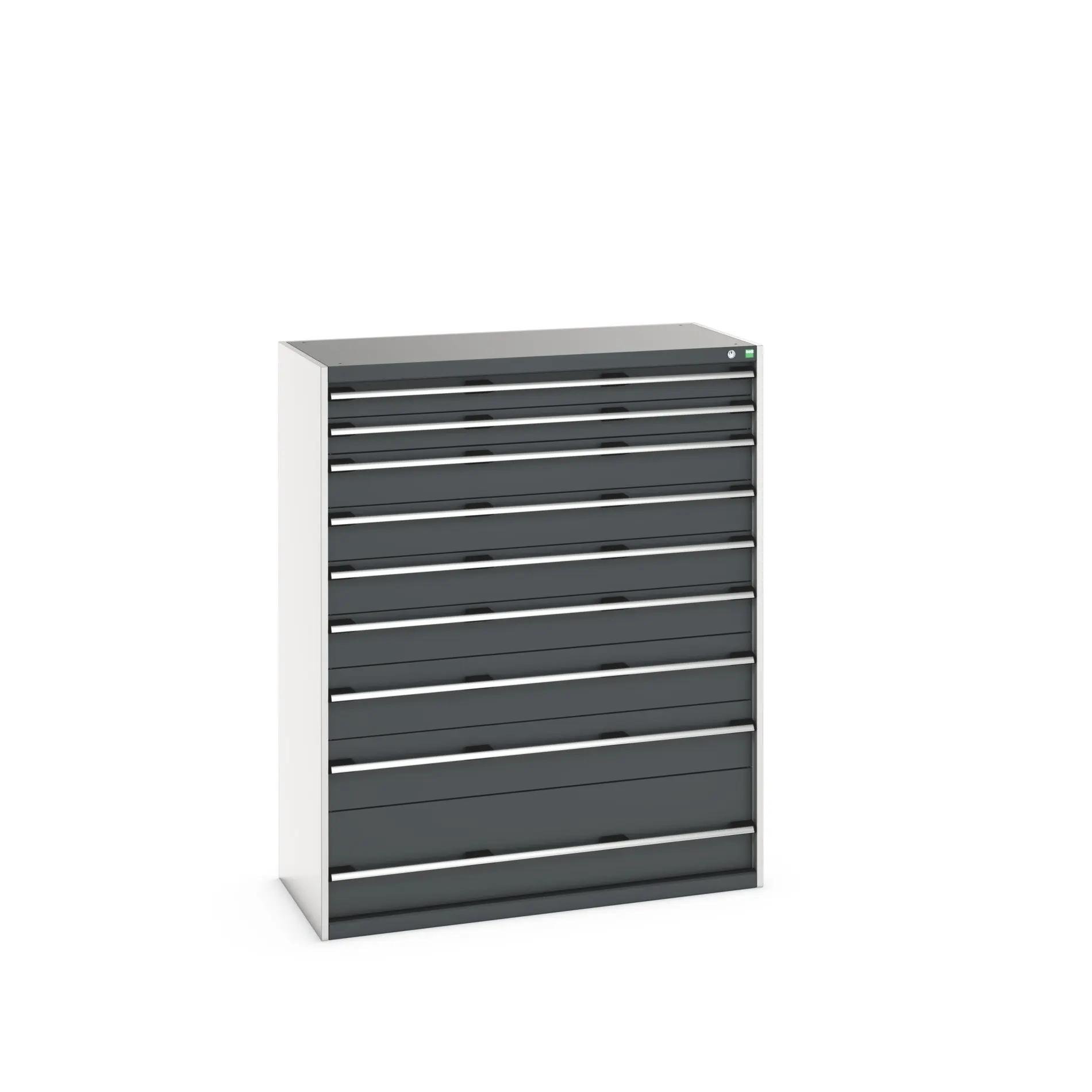 Produktfoto 1 von Bott 9 Stahl Schubladenbehälter Schrank Grau, 1600 mm x 650 mm x 1300 mm