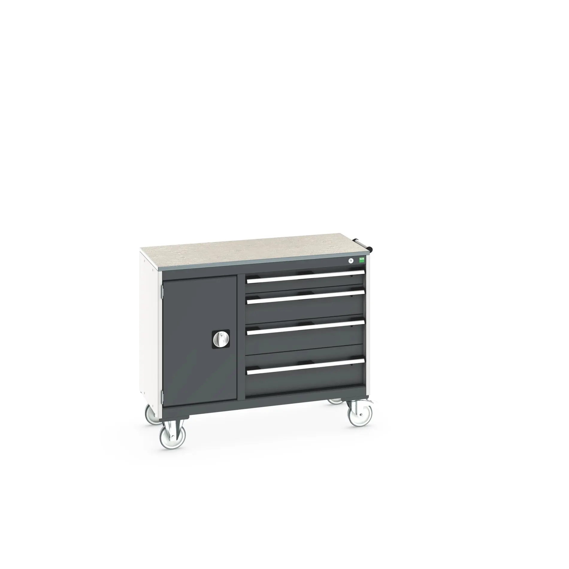 Produktfoto 1 von Bott Aufbewahrungsschrank Typ Schrank Freistehend 1 Tür/en 1 Regal/e 4 Schublade/n 890 mm 1050 mm 525 mm mit Rädern
