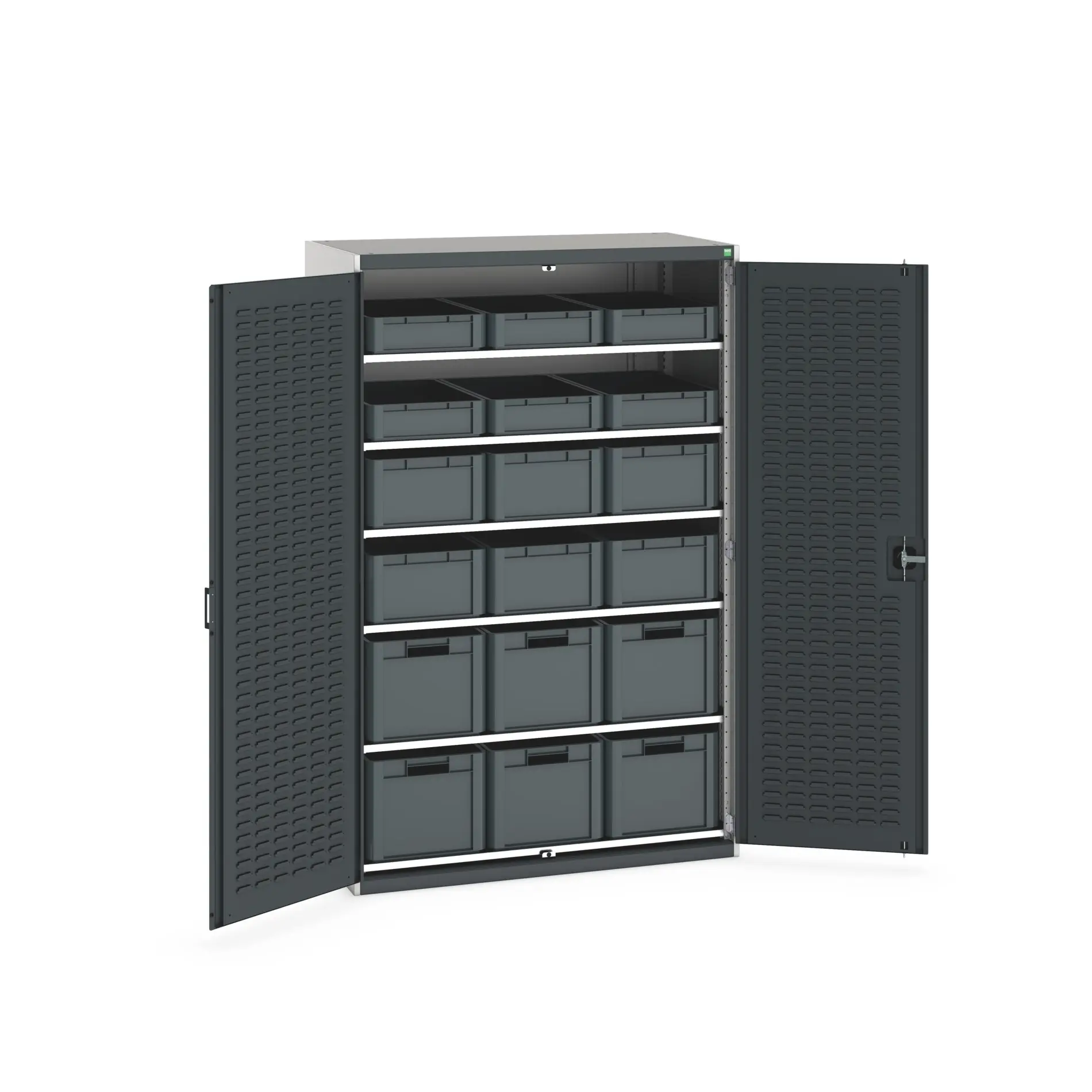 Produktfoto 1 von Bott Aufbewahrungsschrank Typ Schwerlast-Schrank mit Behältern Freistehend 2 Tür/en 6 Regal/e 2000 mm 1300 mm Ja 650 mm