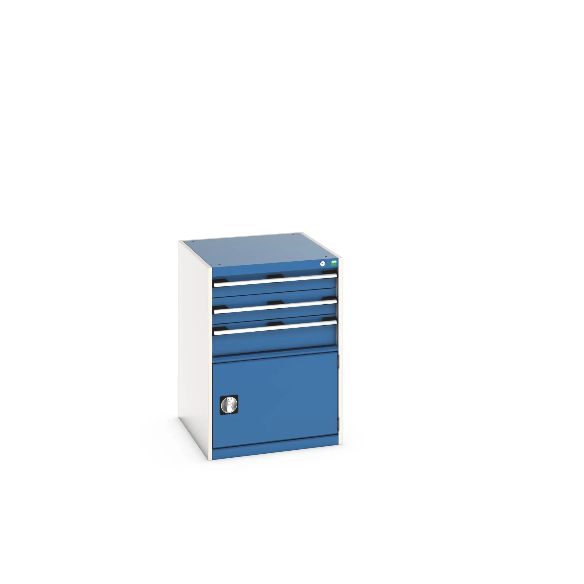 Produktfoto 1 von Bott 3 Stahl Schubladenbehälter Schrank Blau, 900 mm x 750 mm x 650 mm