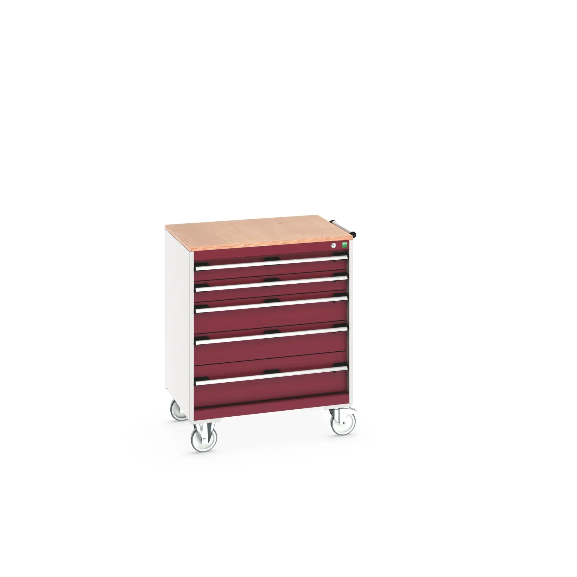 Produktfoto 1 von Bott Aufbewahrungsschrank Typ Beweglicher Schrank Freistehend 5 Schublade/n 990 mm 80 mm 650 mm mit Rädern Stahlblech
