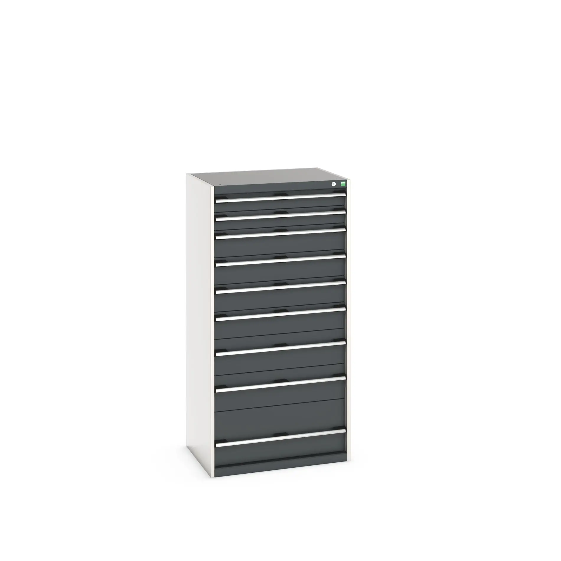 Produktfoto 1 von Bott 9 Stahl Schubladenbehälter Schrank Grau, 1600 mm x 650 mm x 800 mm