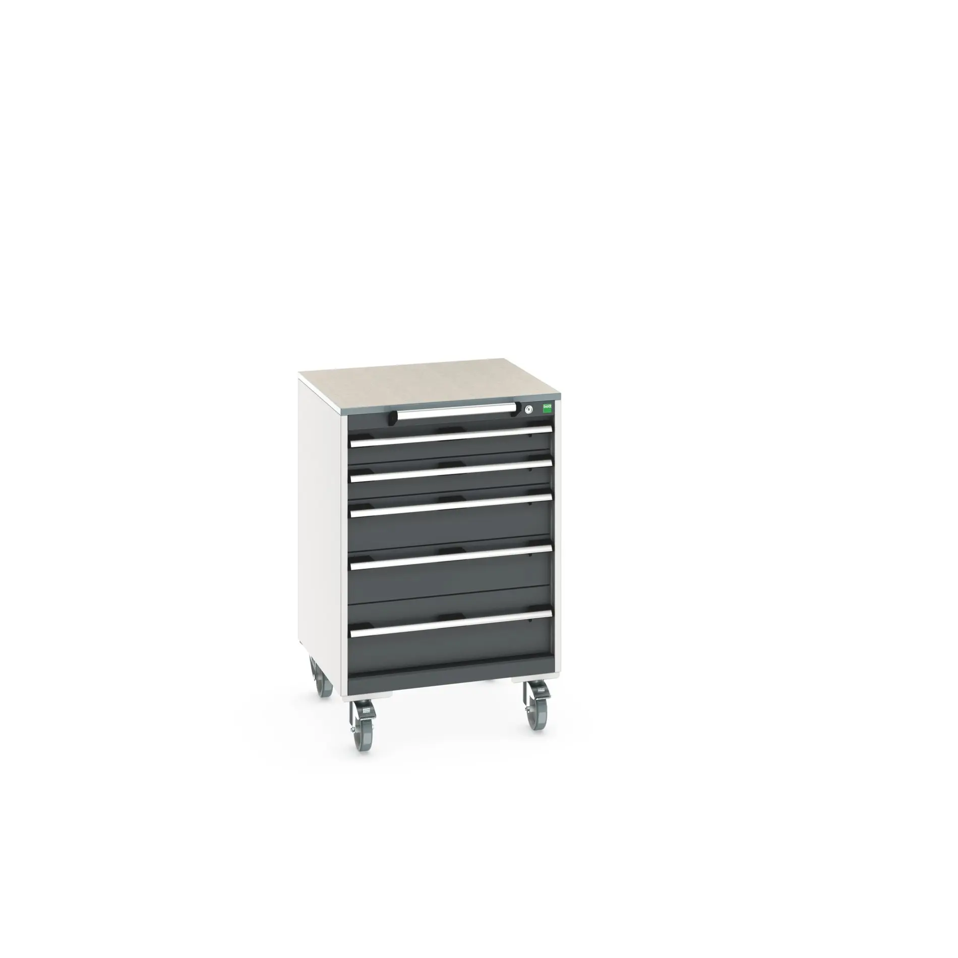Produktfoto 1 von Bott Aufbewahrungsschrank Typ Beweglicher Schrank Freistehend 5 Schublade/n 990 mm 650 mm 650 mm mit Rädern Stahlblech