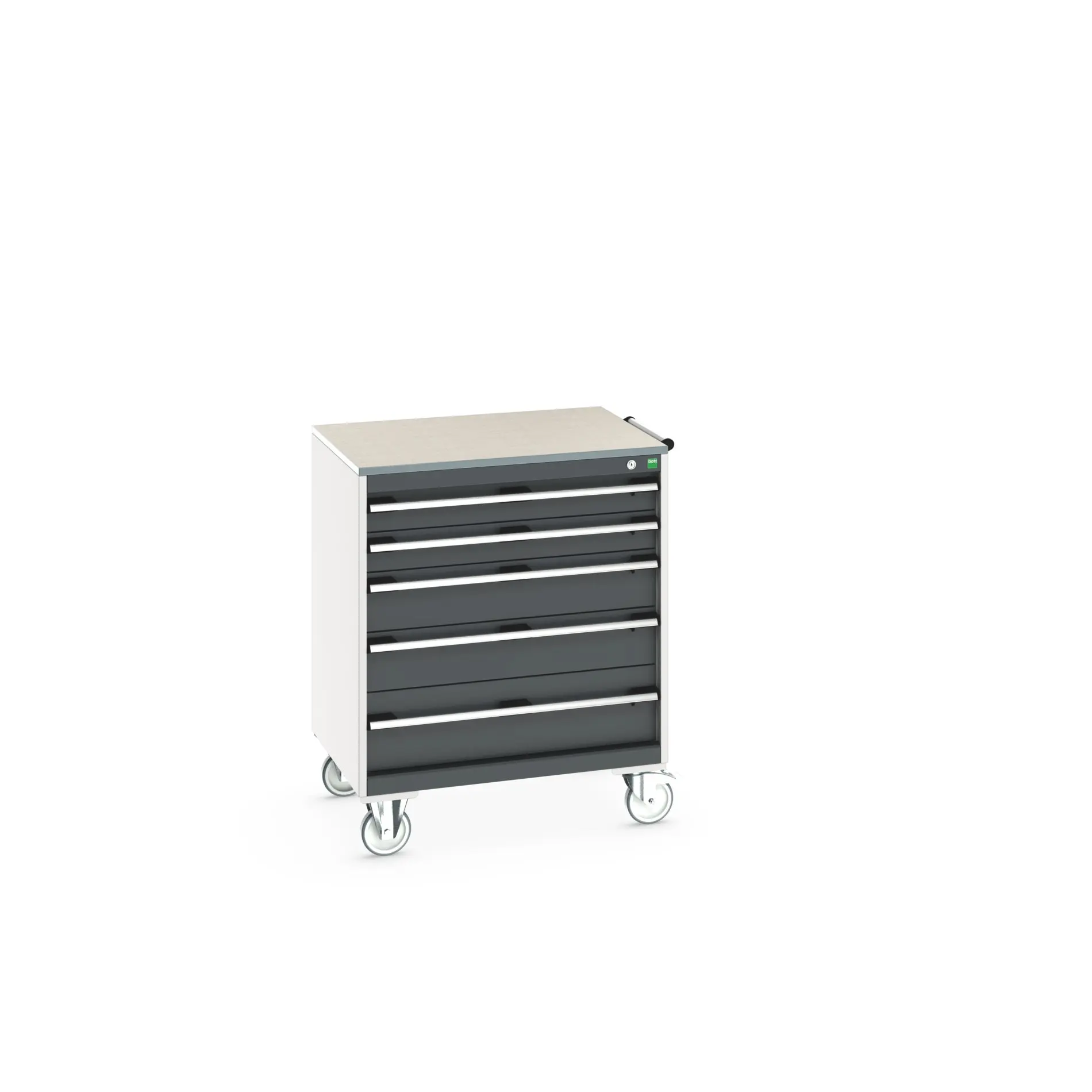 Produktfoto 1 von Bott Aufbewahrungsschrank Typ Beweglicher Schrank Freistehend 5 Schublade/n 990 mm 80 mm 650 mm mit Rädern Stahlblech