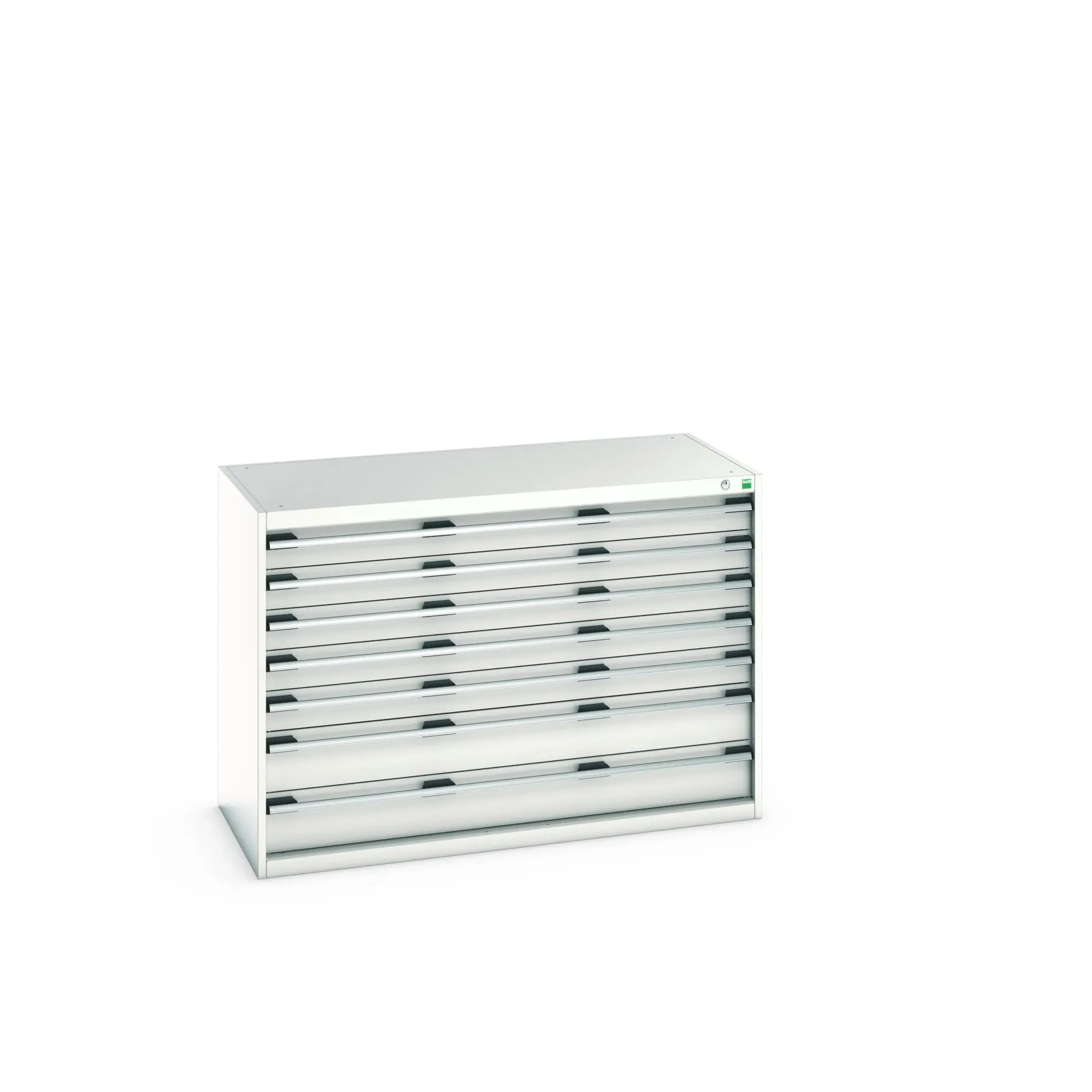 Produktfoto 1 von Bott 7 Stahl Schubladenbehälter Schrank Hellgrau, 900 mm x 650 mm x 1300 mm