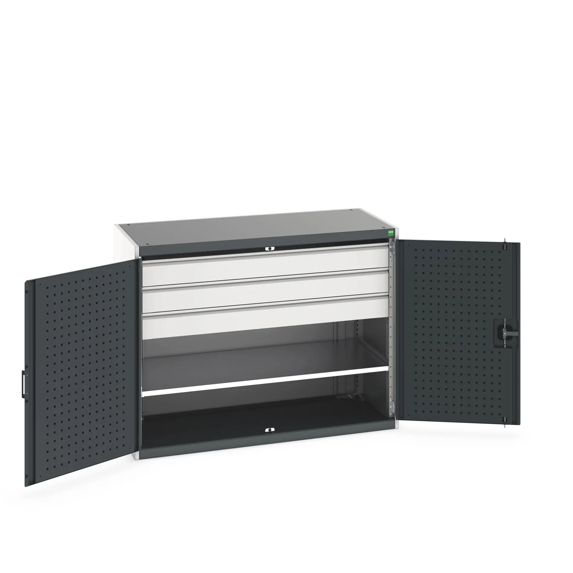 Produktfoto 1 von Bott Schrank Typ Bestückter Schrank Bodenmontage 2 Tür/en 1 Regal/e 3 Schublade/n Stahlblech