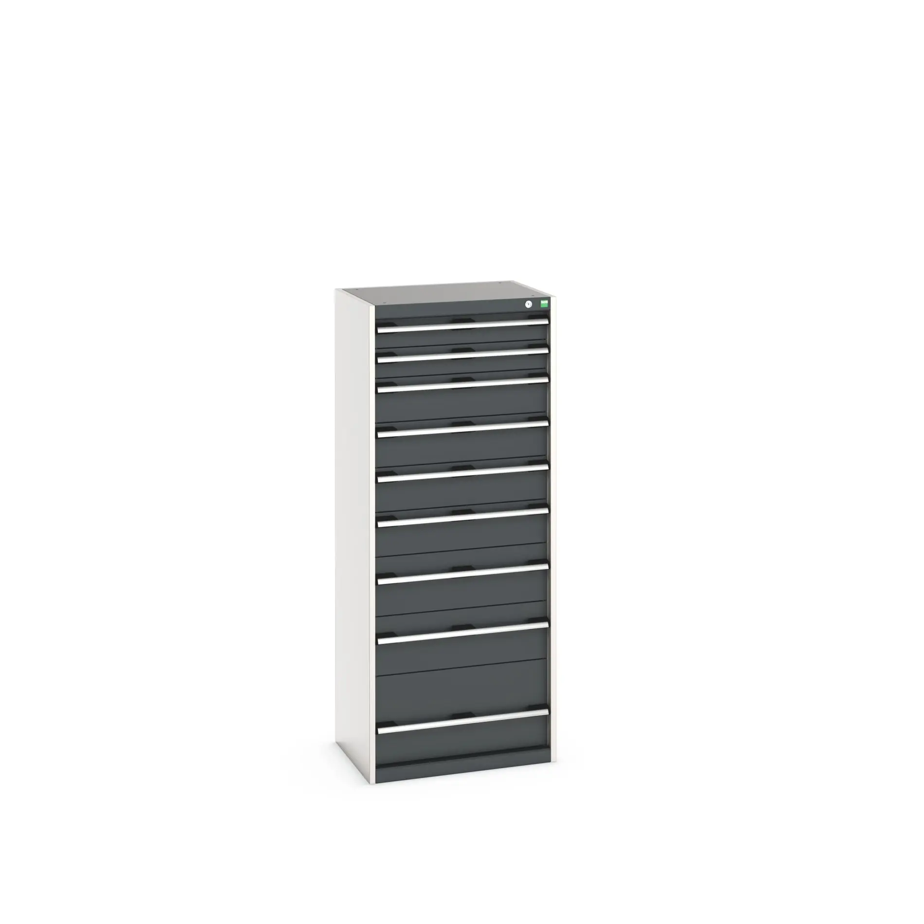 Produktfoto 1 von Bott 9 Stahl Schubladenbehälter Schrank Grau, 1600 mm x 650 mm x 650 mm