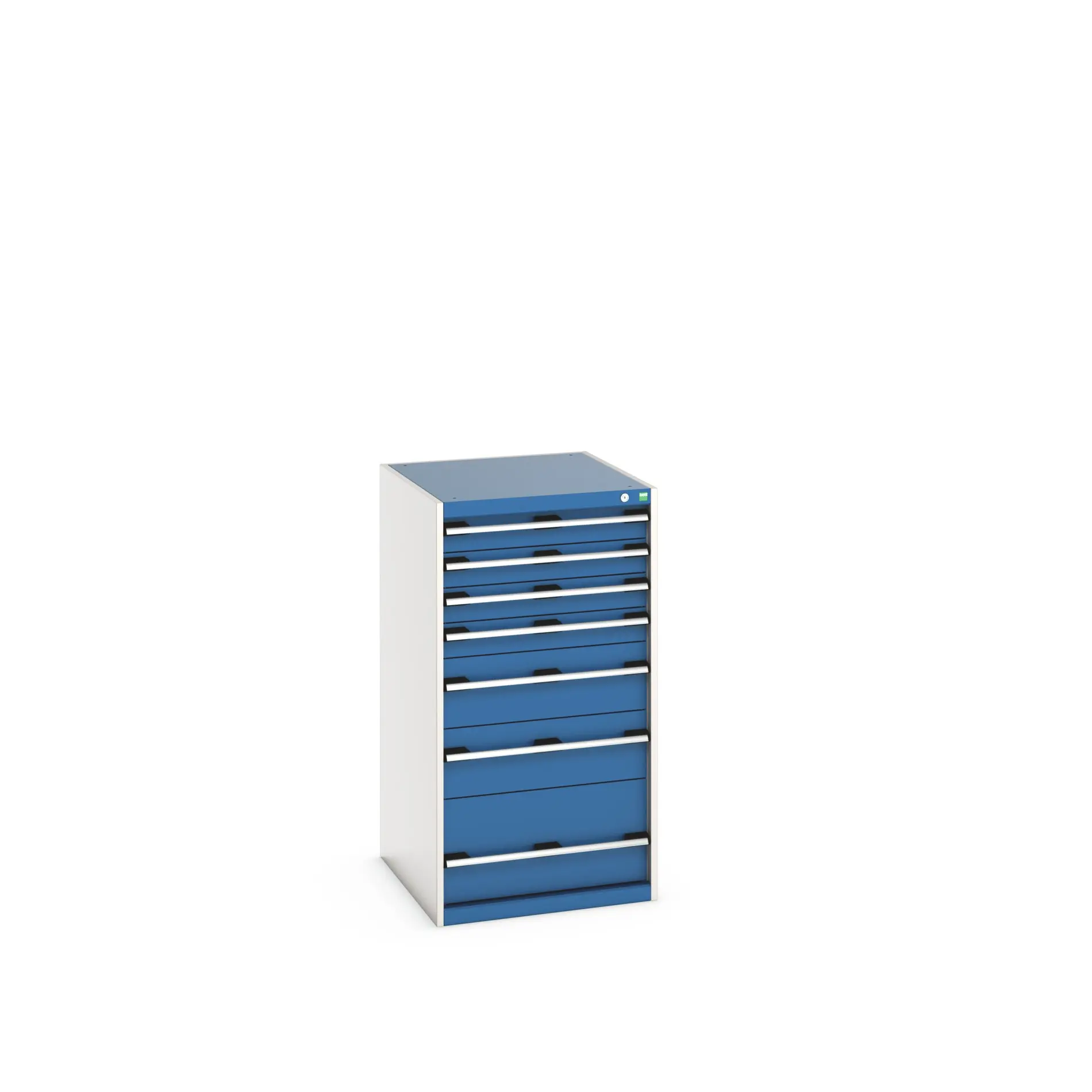 Produktfoto 1 von Bott 7 Stahl Schubladenbehälter Schrank Blau, 1200 mm x 750 mm x 650 mm