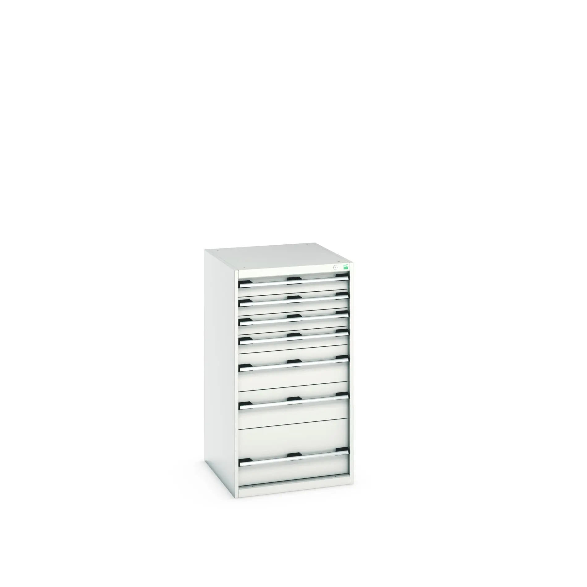 Produktfoto 1 von Bott 7 Stahl Schubladenbehälter Schrank Hellgrau, 1200 mm x 750 mm x 650 mm