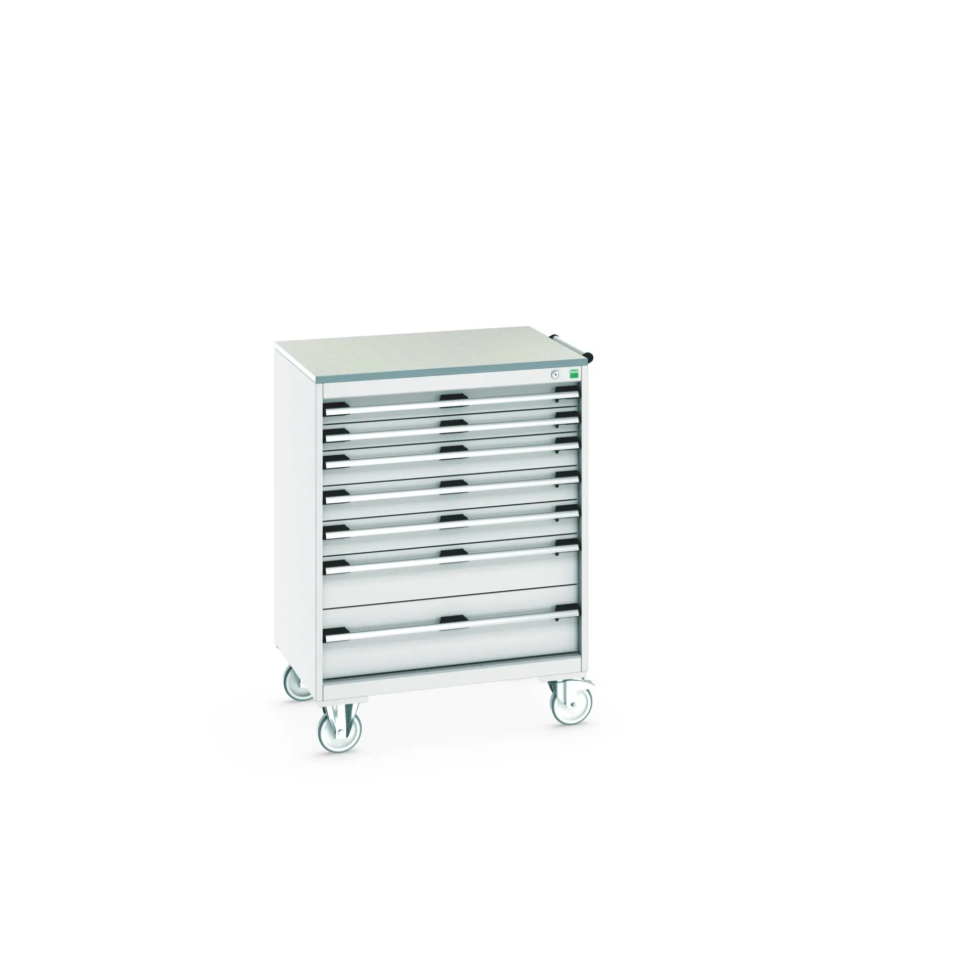 Produktfoto 1 von Bott Aufbewahrungsschrank Typ Beweglicher Schrank Freistehend 7 Schublade/n 1090 mm 80 mm 650 mm mit Rädern Stahlblech