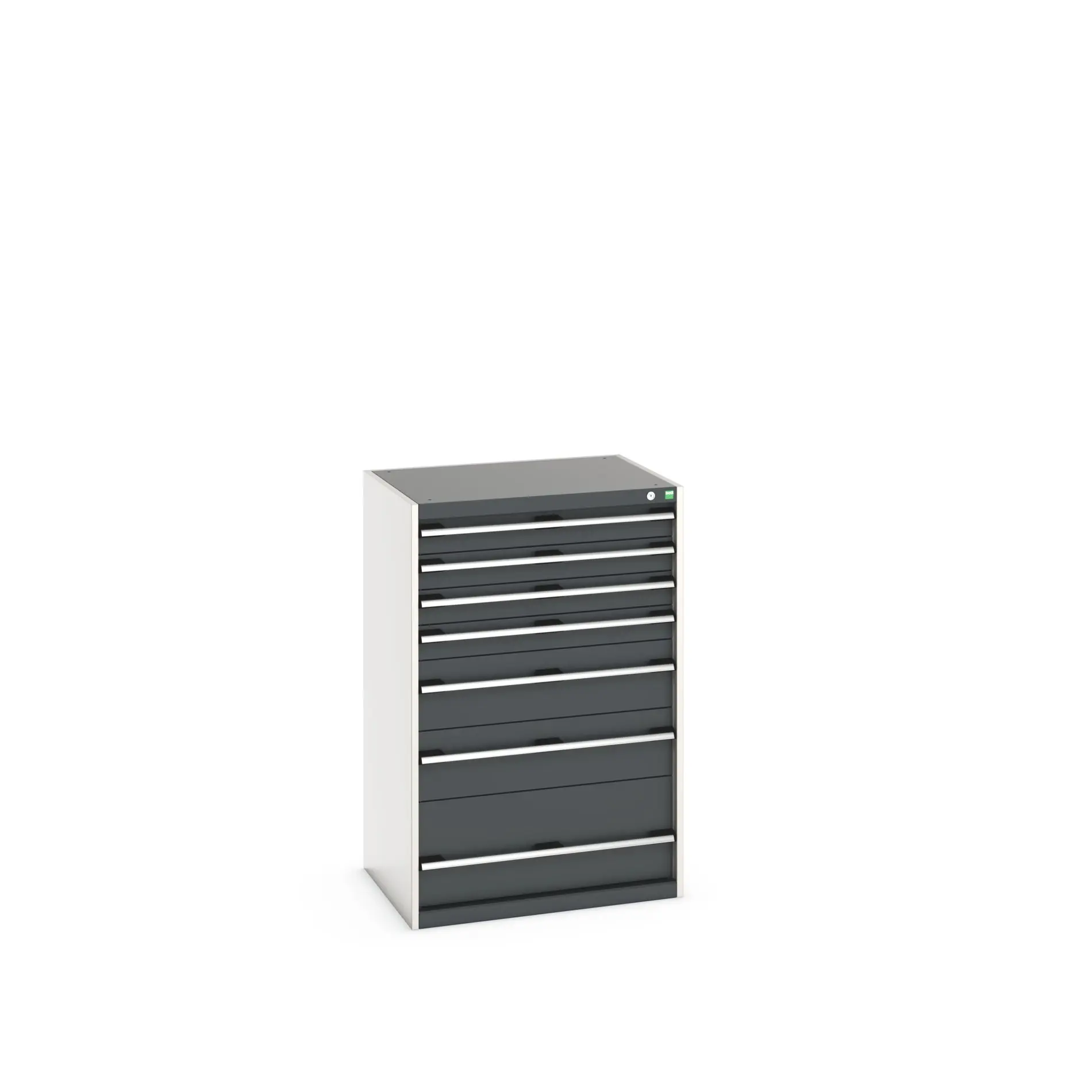 Produktfoto 1 von Bott 7 Stahl Schubladenbehälter Schrank Grau, 1200 mm x 650 mm x 800 mm