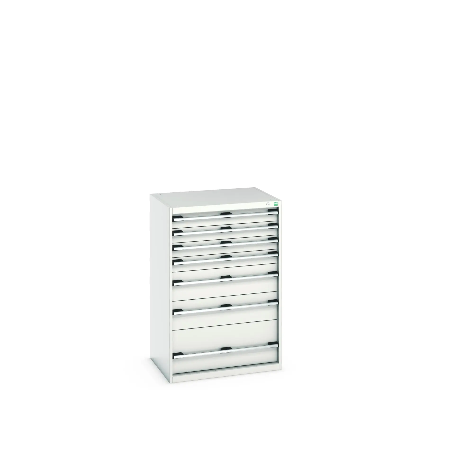 Produktfoto 1 von Bott 7 Stahl Schubladenbehälter Schrank Hellgrau, 1200 mm x 650 mm x 800 mm