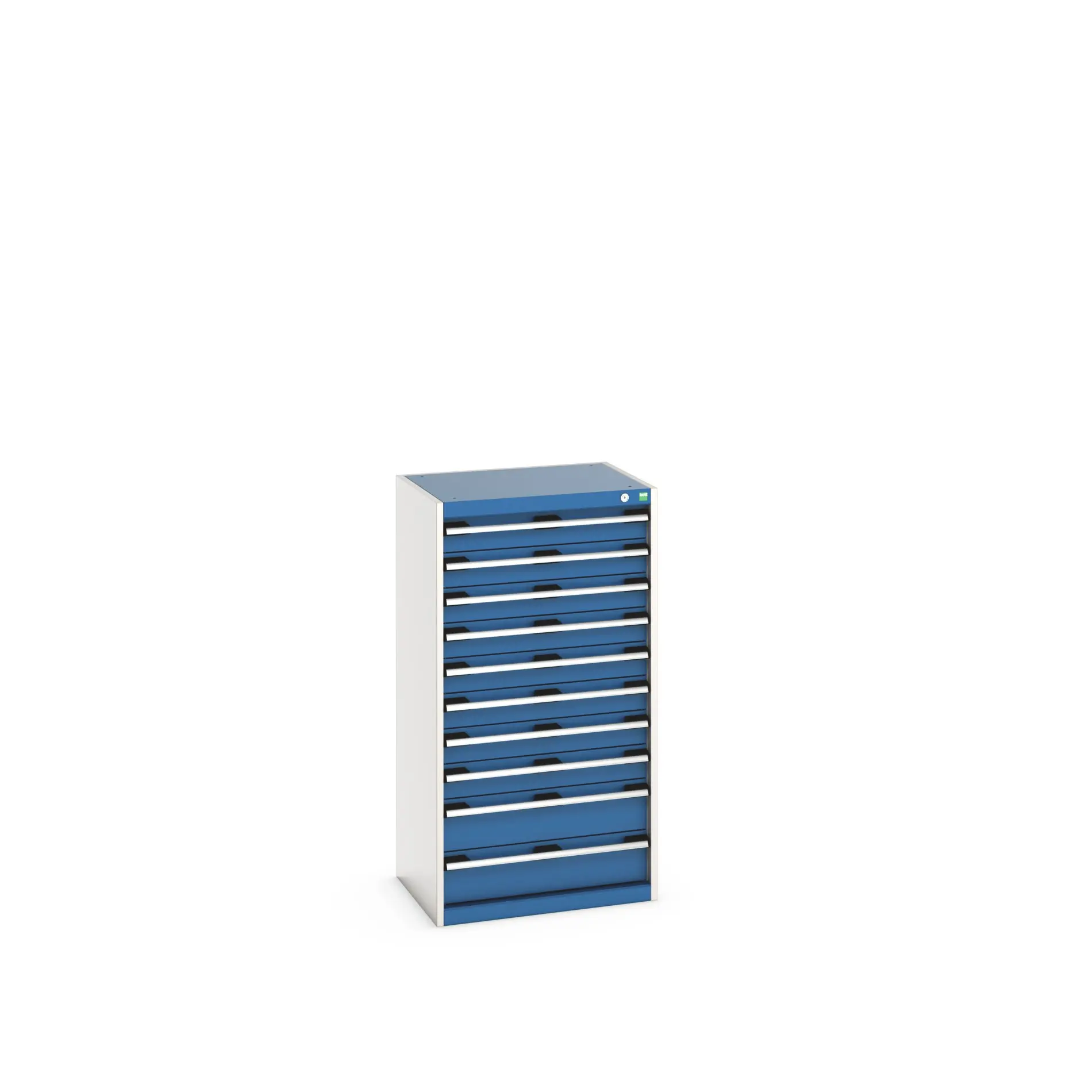 Produktfoto 1 von Bott 10 Stahl Schubladenbehälter Schrank Blau, 1200 mm x 525 mm x 650 mm